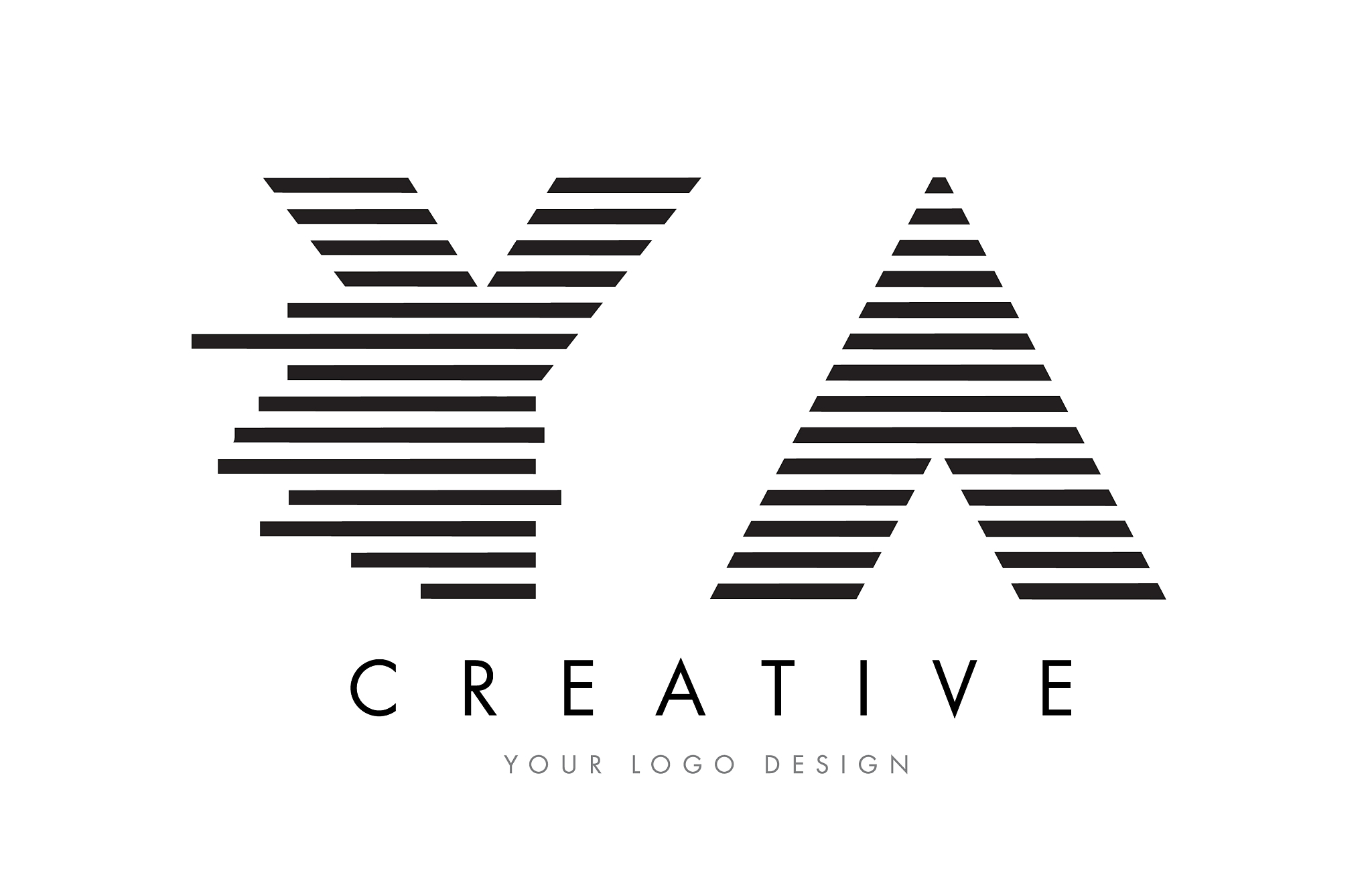 ya y a zebra letter logo design with black and