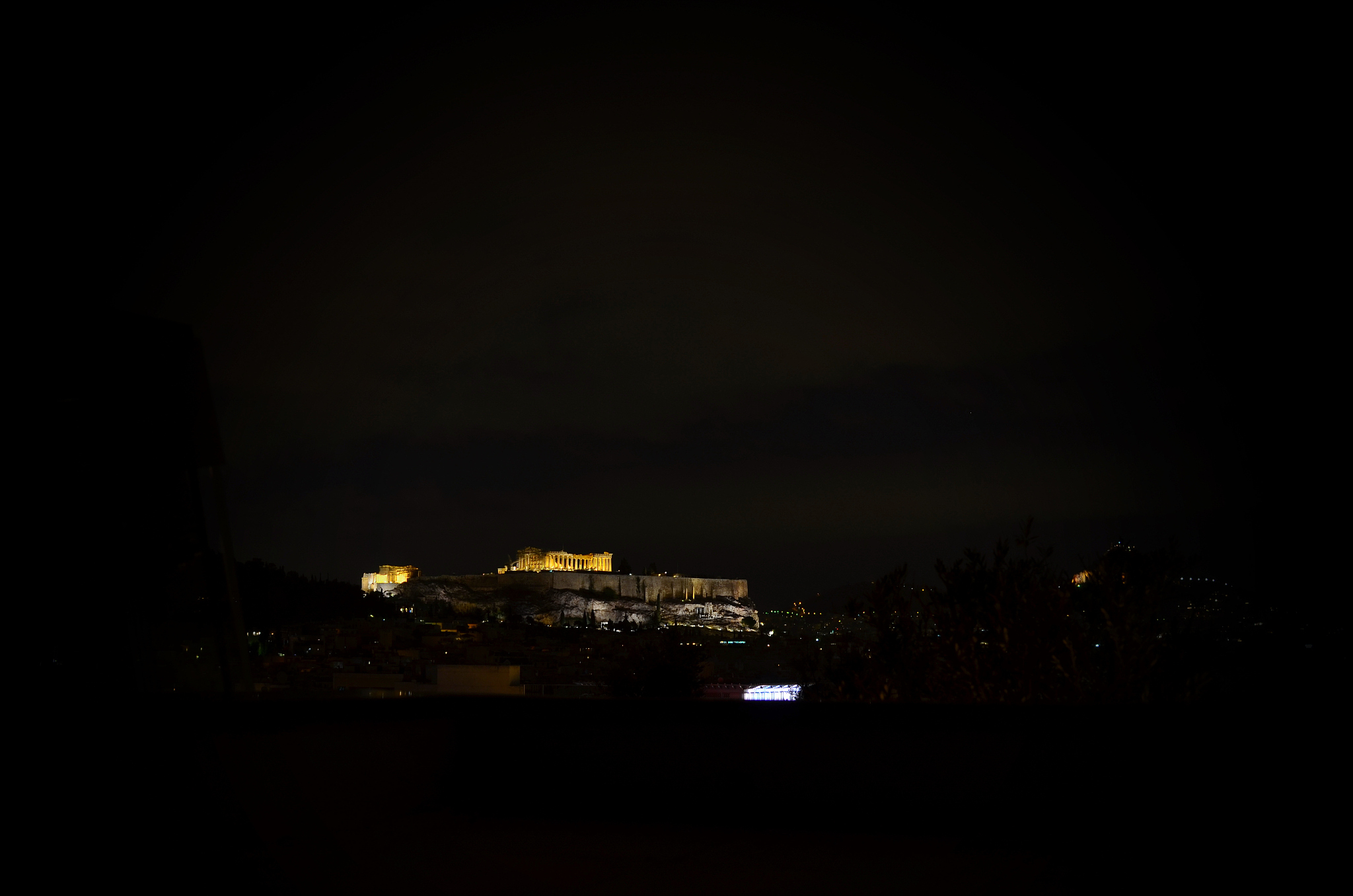 night view of acropolis in greece