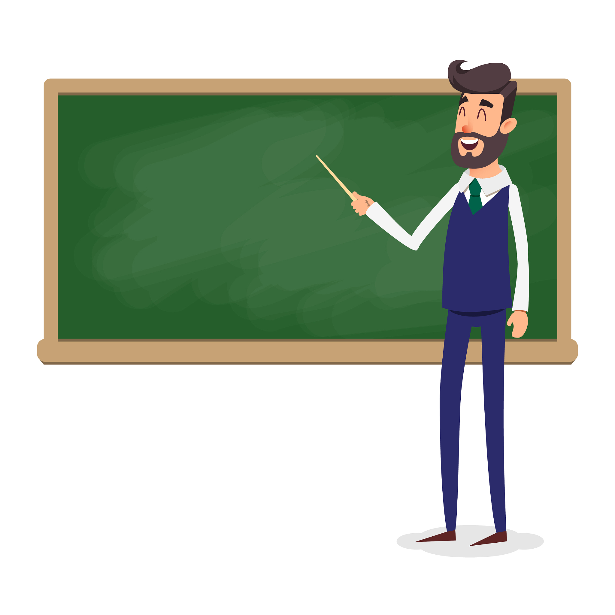 the teacher in the classroom near the blackboard