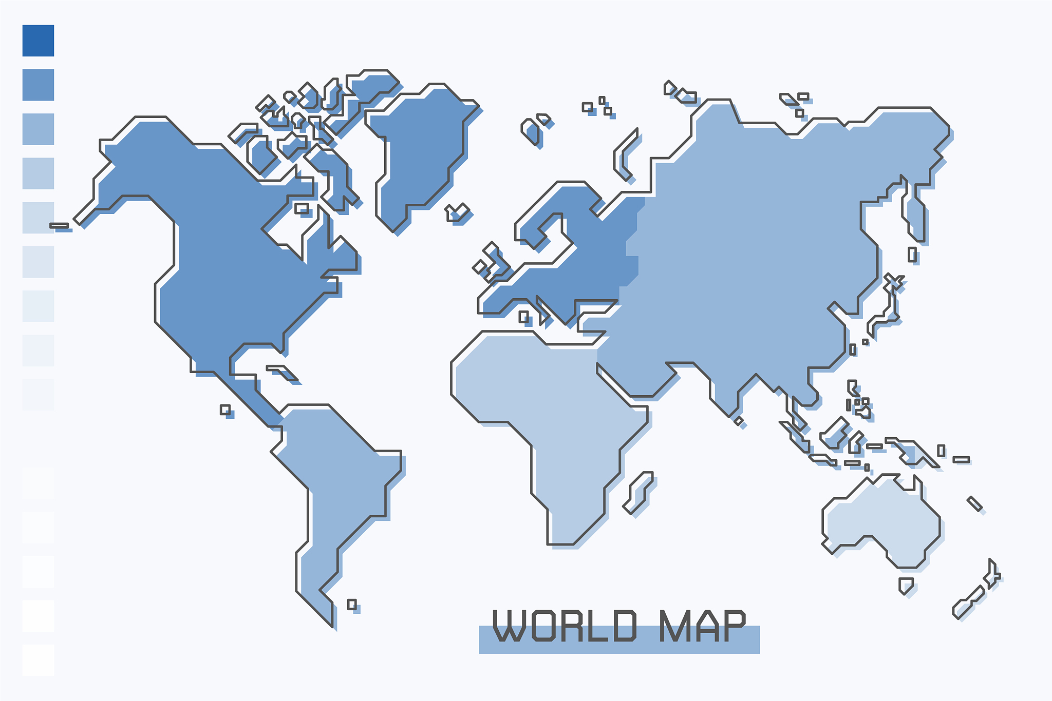 world map blue gradient color with modern simple