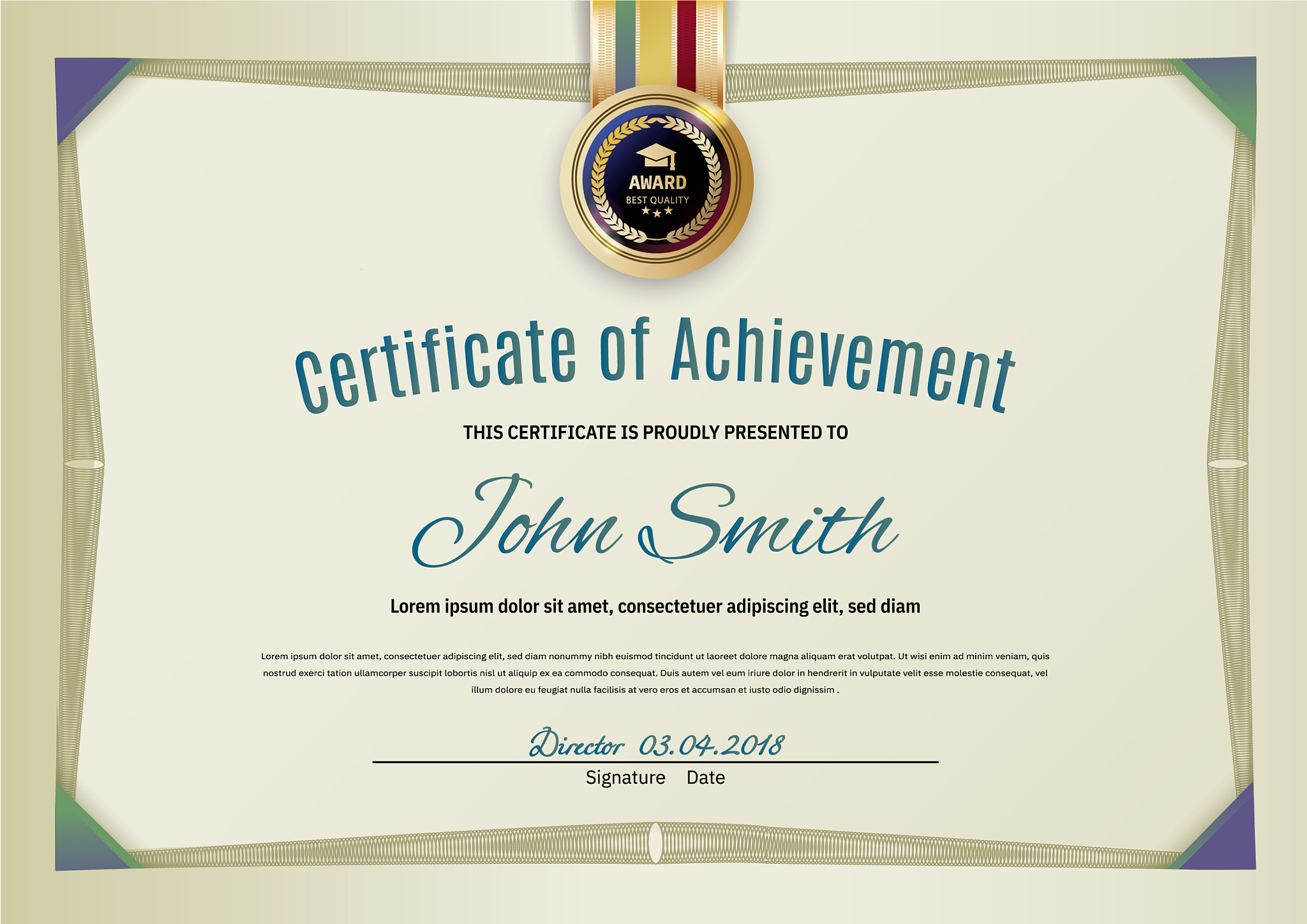 official light green certificate with green