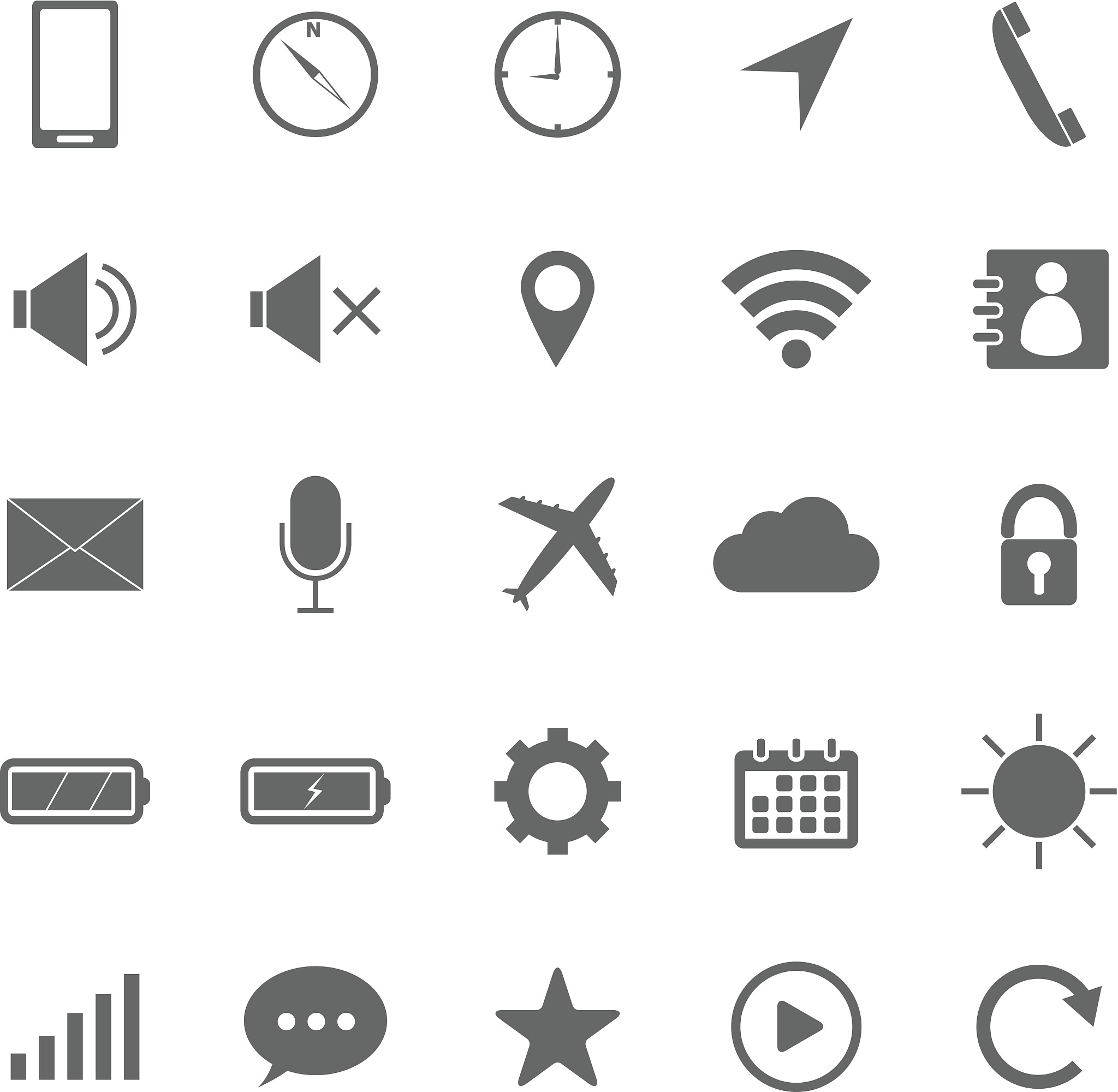 mobile phone icons on white background