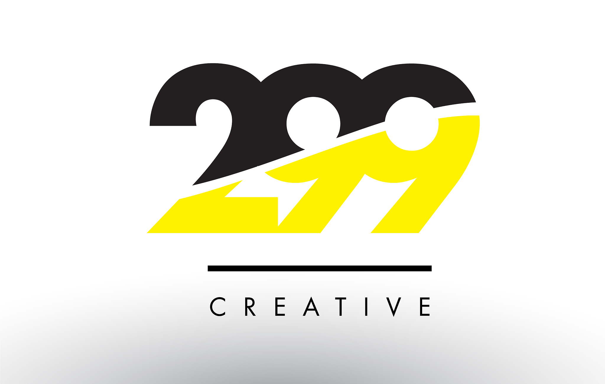 299 black and yellow number logo design