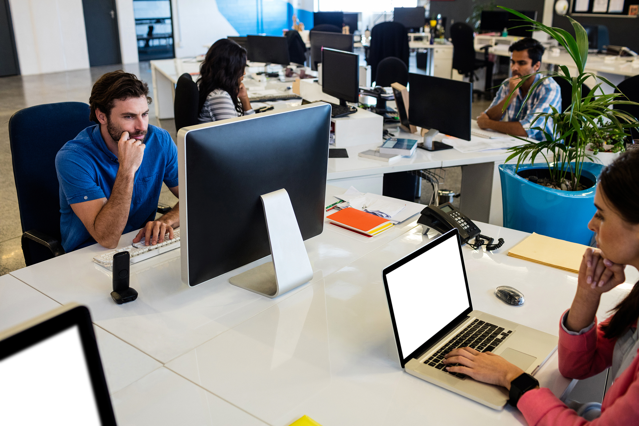 casual business people using technology