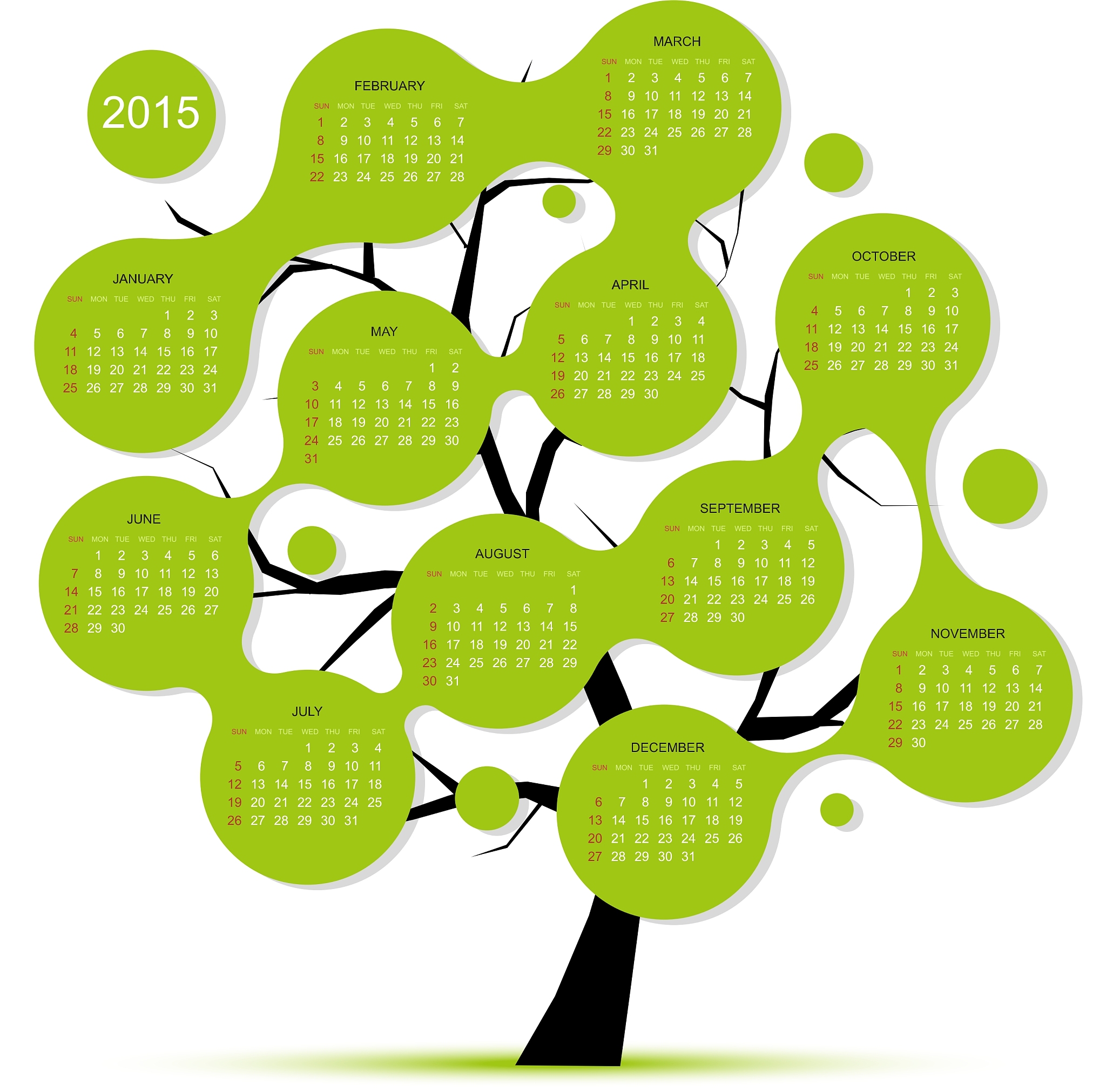 calendar tree 2015 for your design