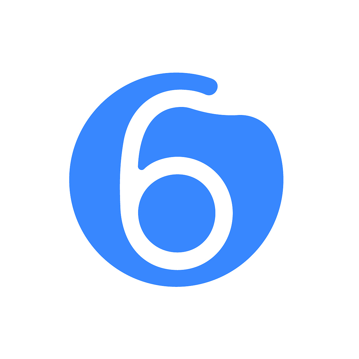 number 6 six font logo blue icon