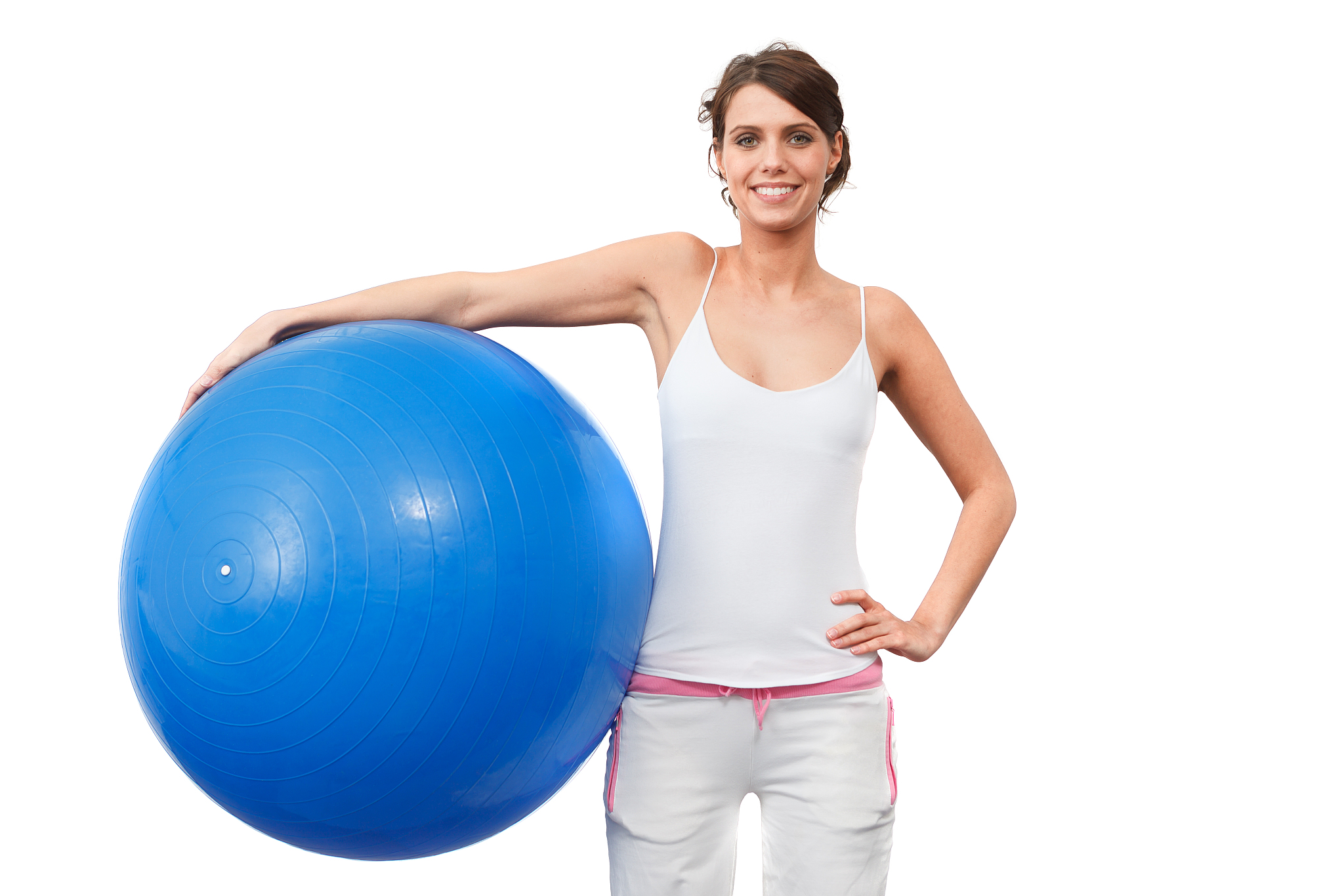 stretching training woman practicing on a fitness ball