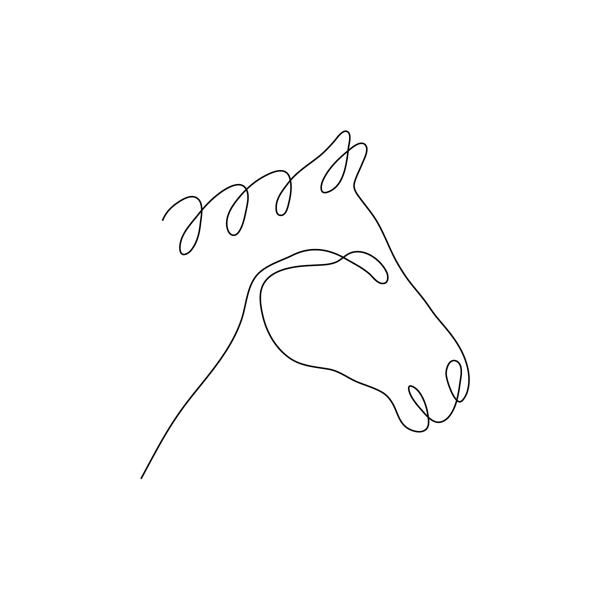 one line horse head design silhouette.hand drawn minimalism styl