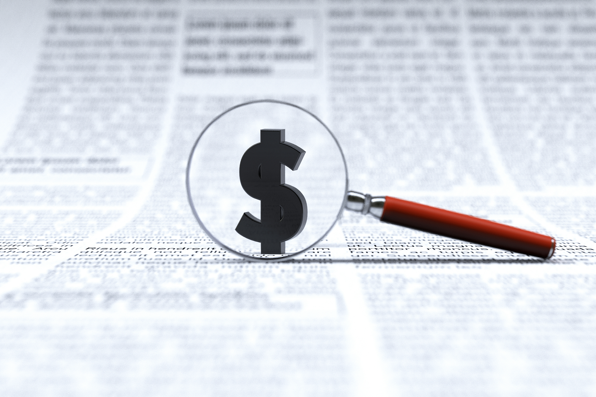 cash bills as symbol of financial stability, money and magnifyin