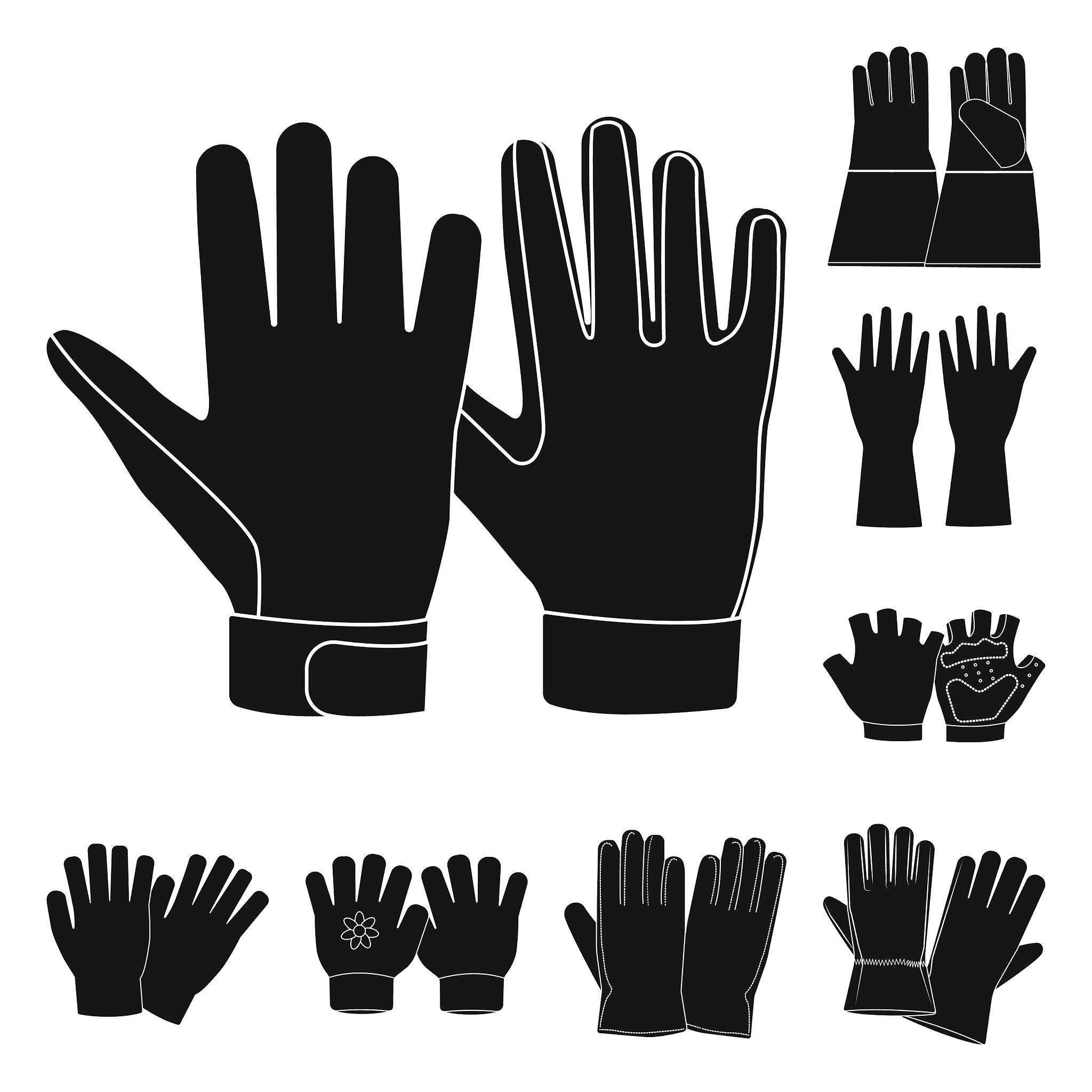 glove and winter sign set