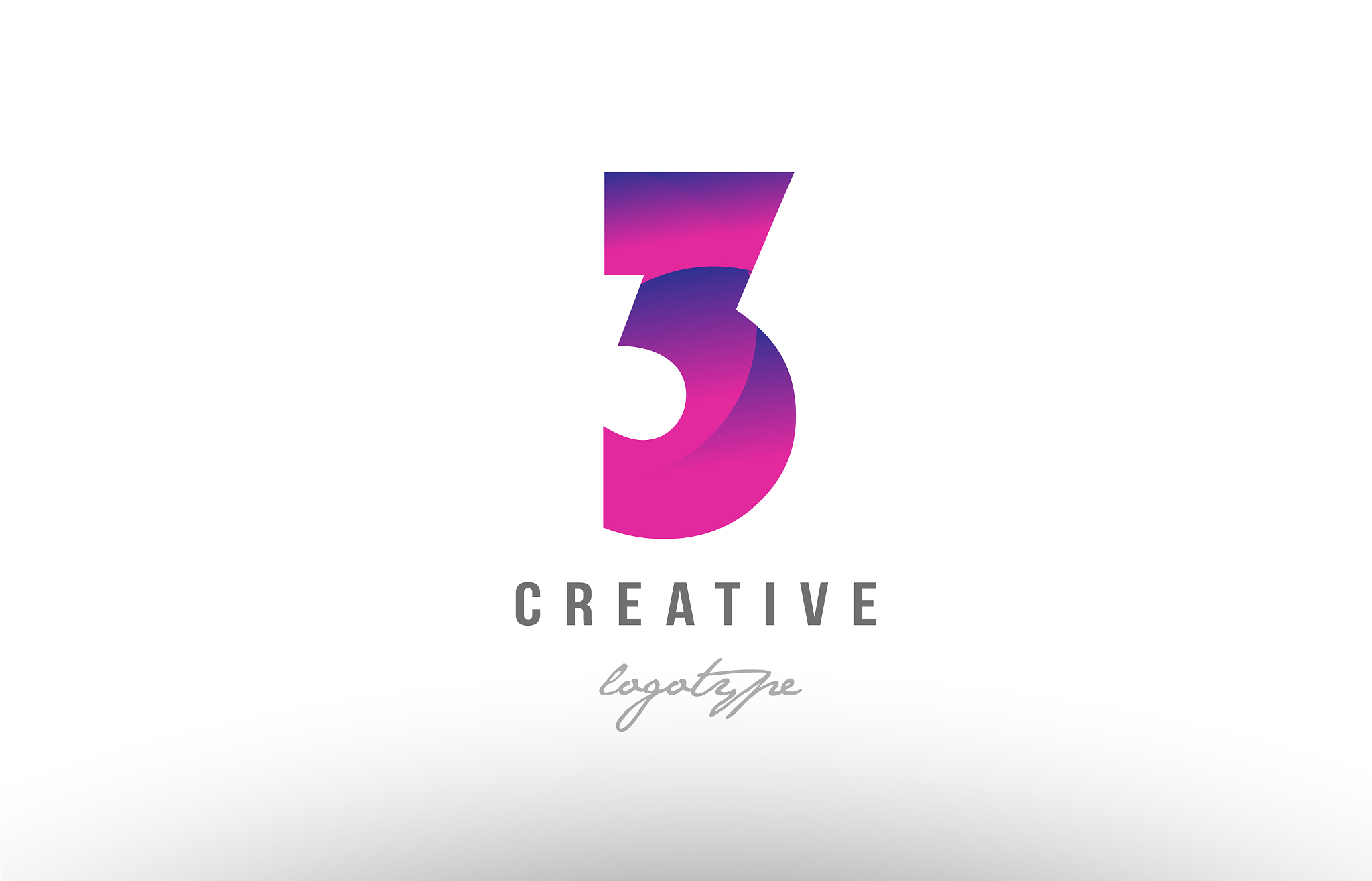 3 three pink gradient number logo icon design