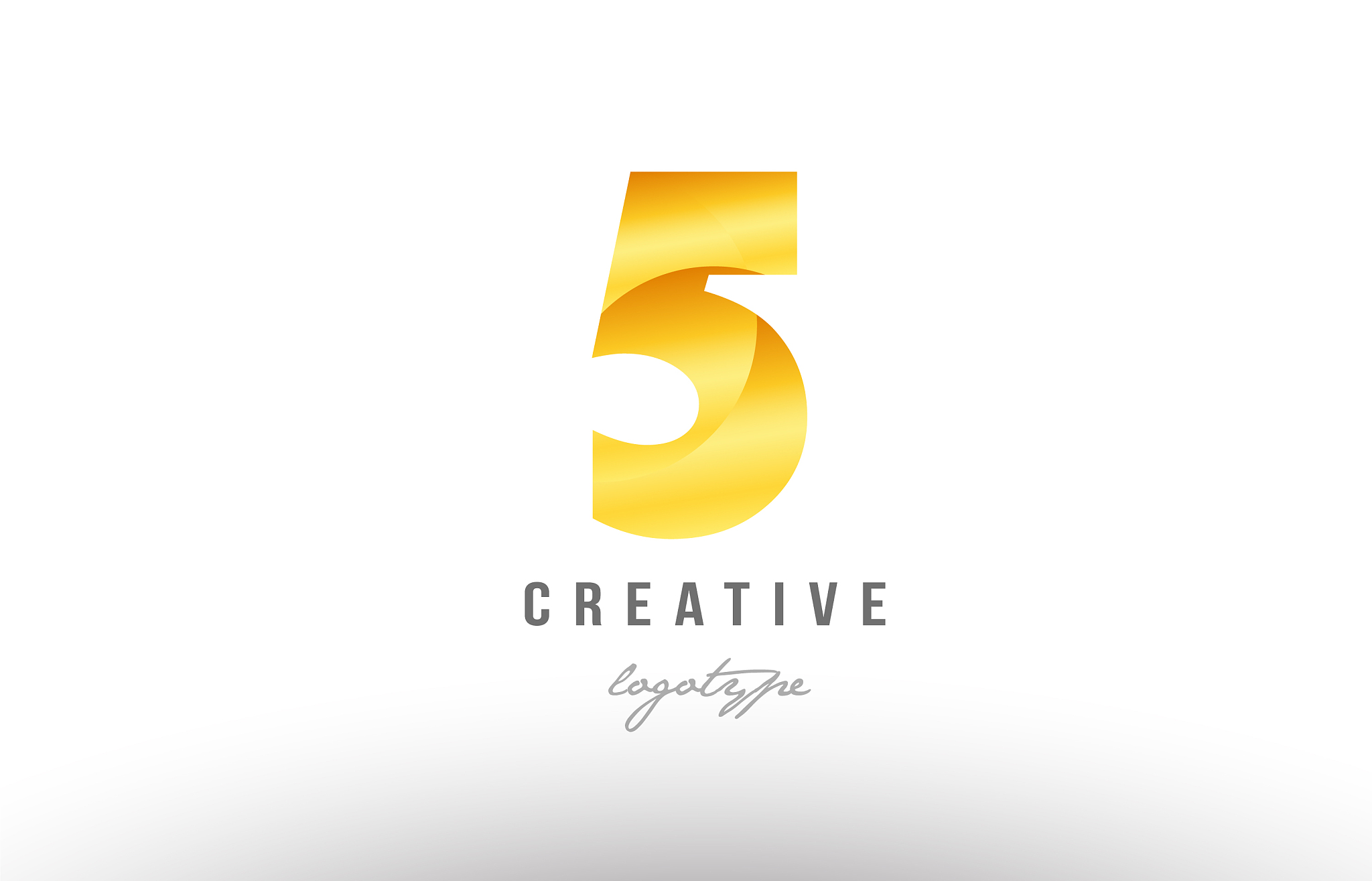 5 gold golden metal gradient number logo icon