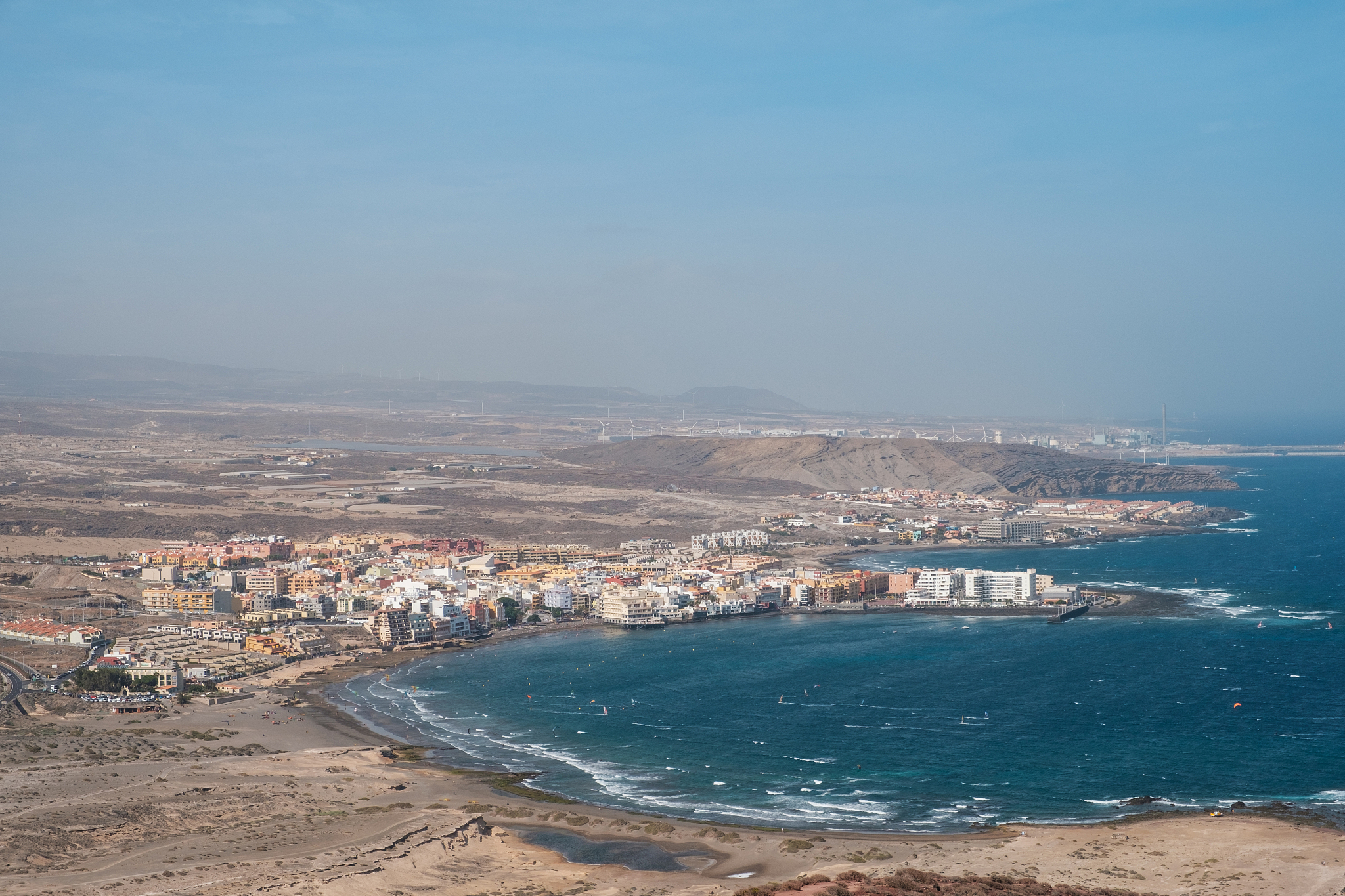 el medano, city and beach aerial , tenerife, spain