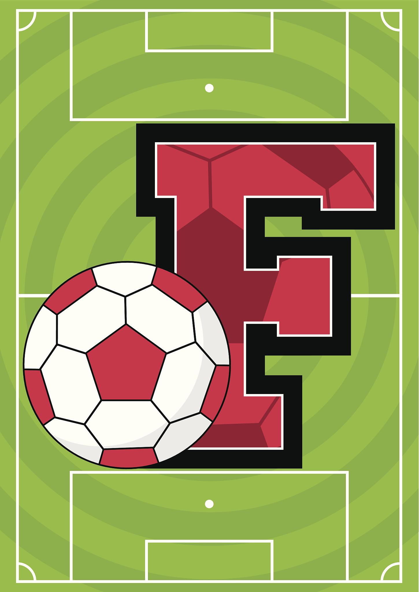 soccer football learning letter f