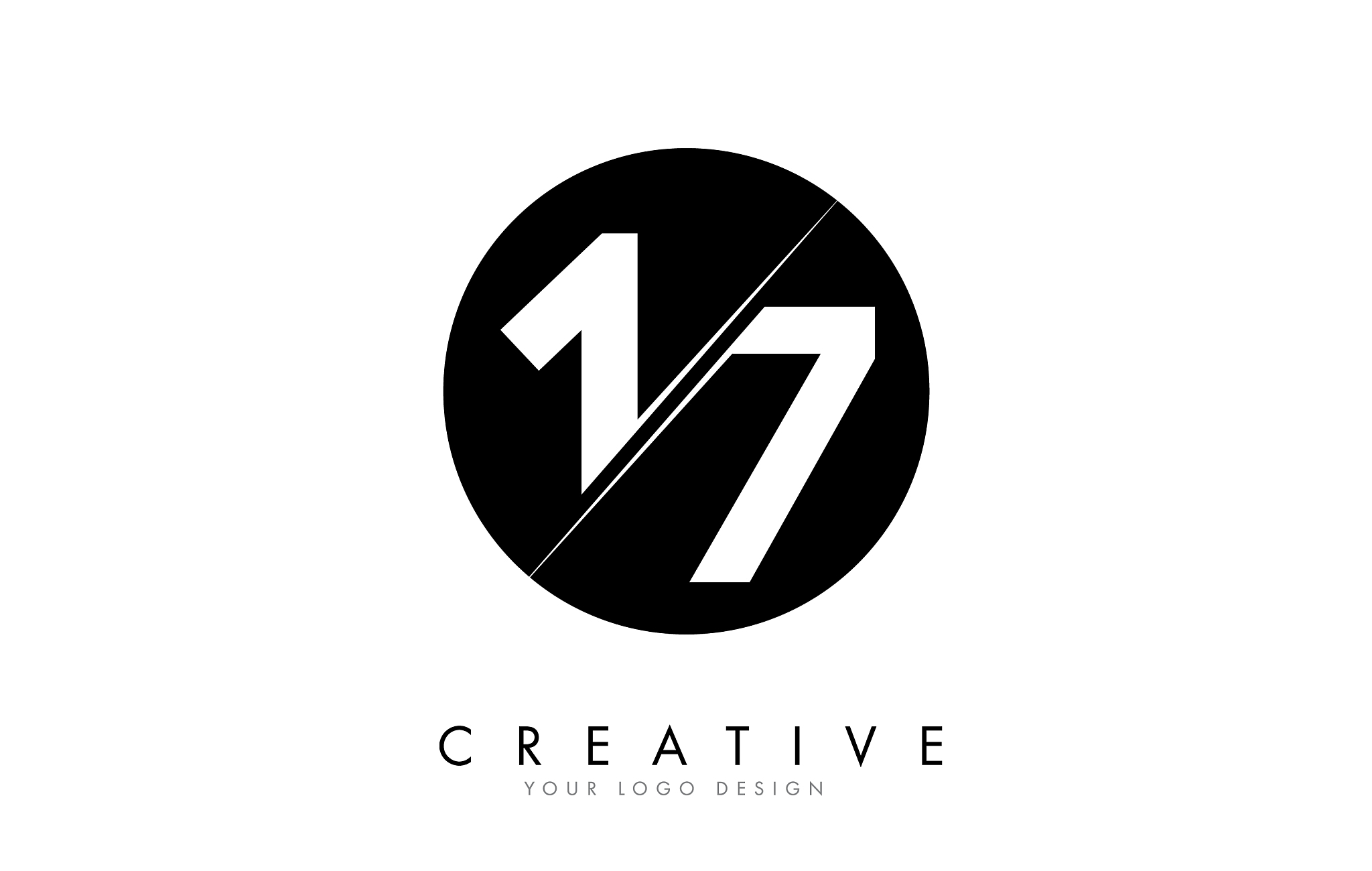 17 1 7 number logo design with a creative cut and
