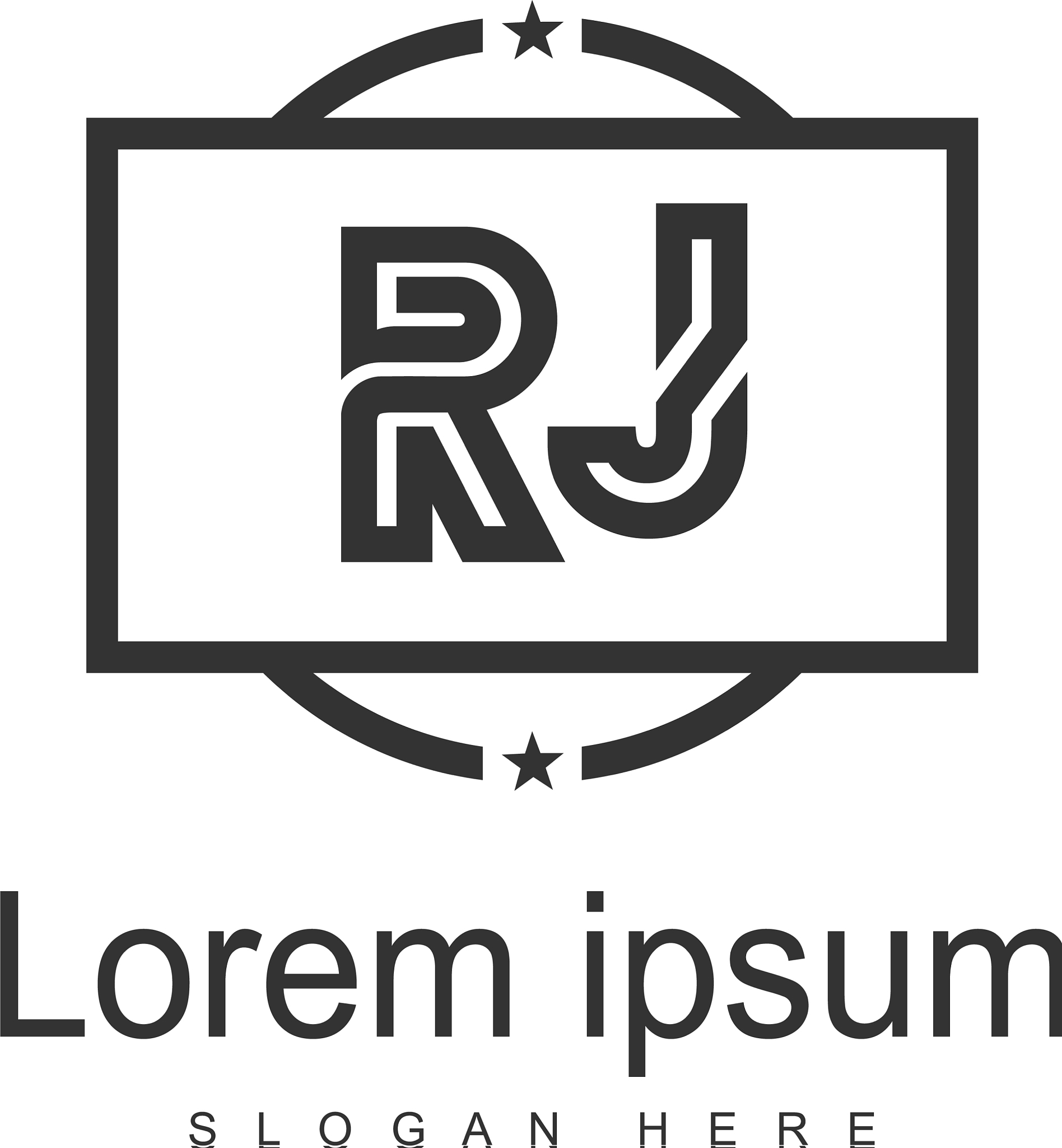 initial rj logo template with modern frame