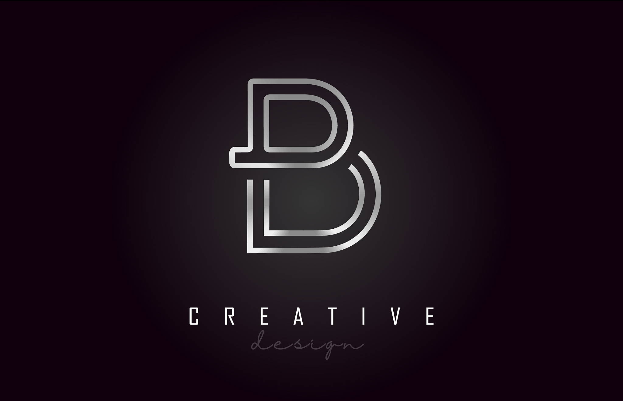 b silver letter logo monogram design creative b