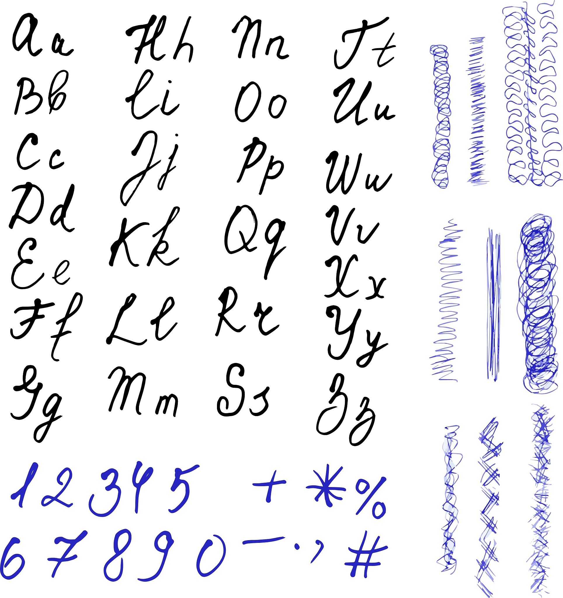alphabet hand drawn letters black letters and