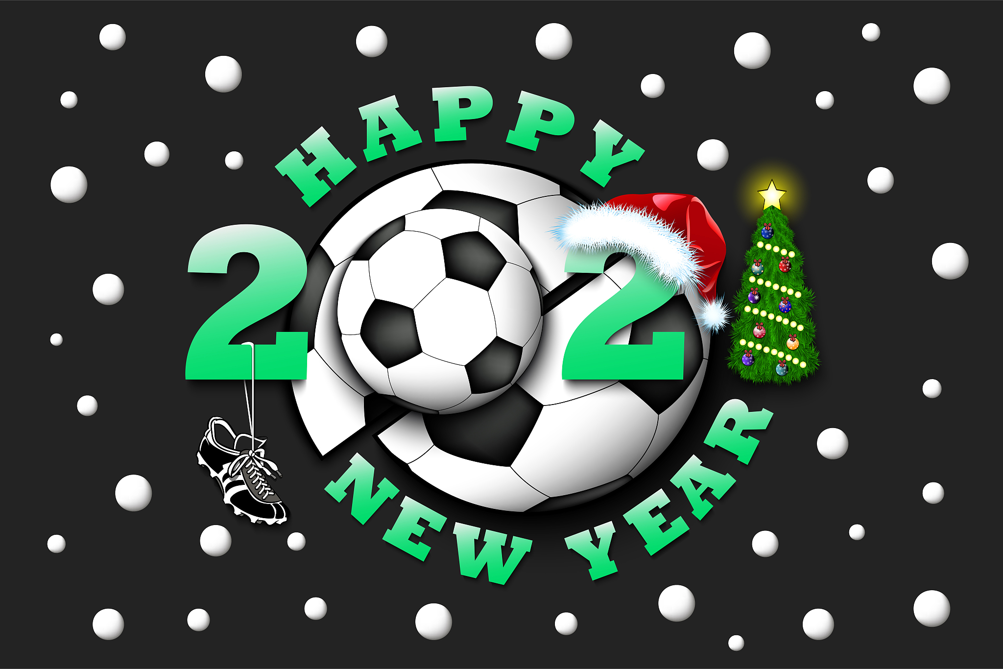 happy new year 2021 and soccer ball