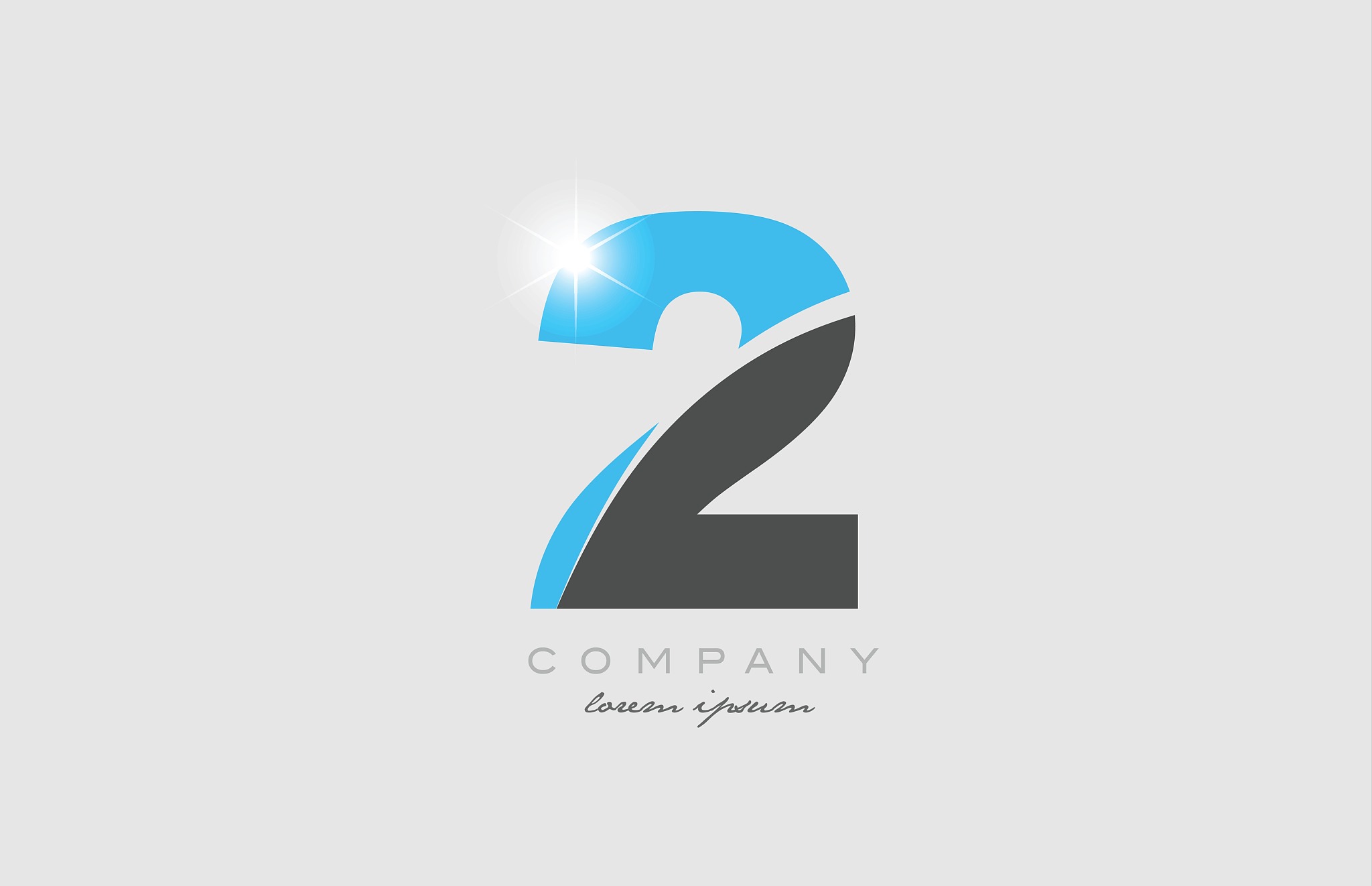 number 2 in grey blue color for logo icon design