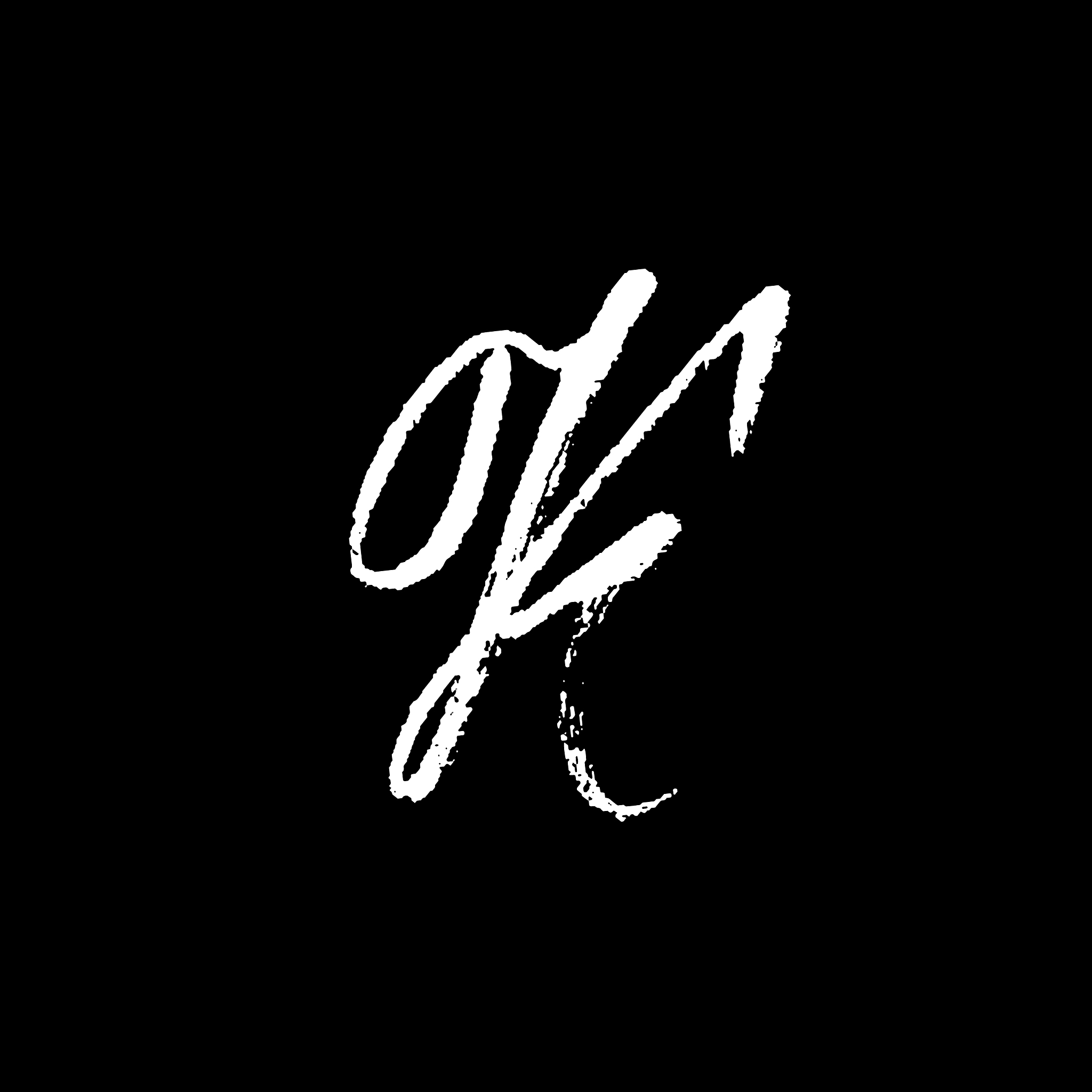 letter k handwritten by dry brush rough strokes
