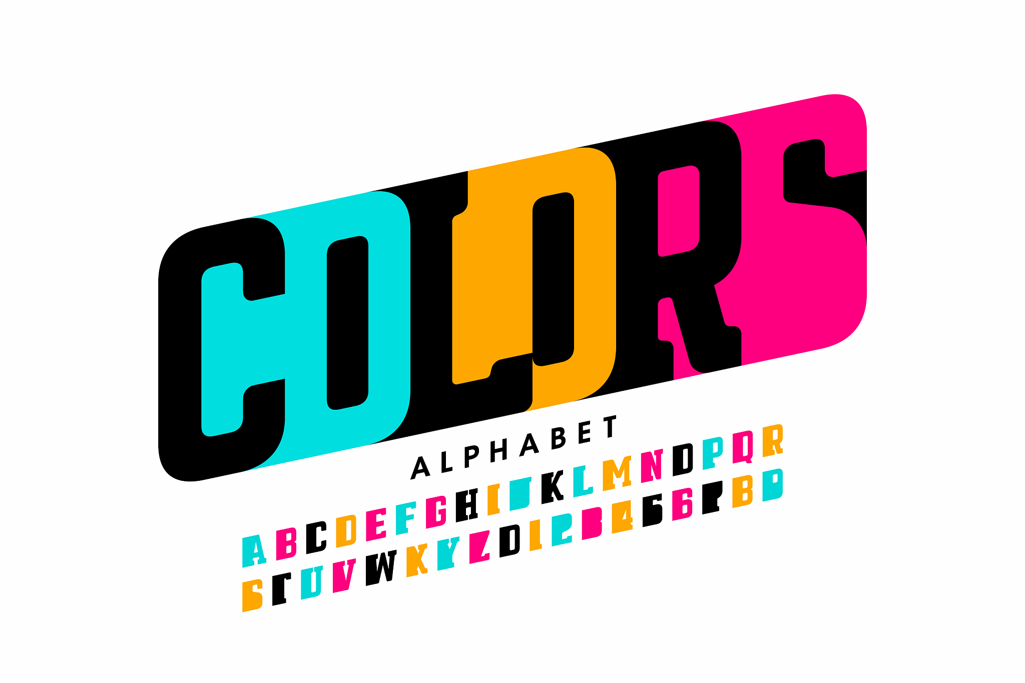 modern font design colorful alphabet letters and
