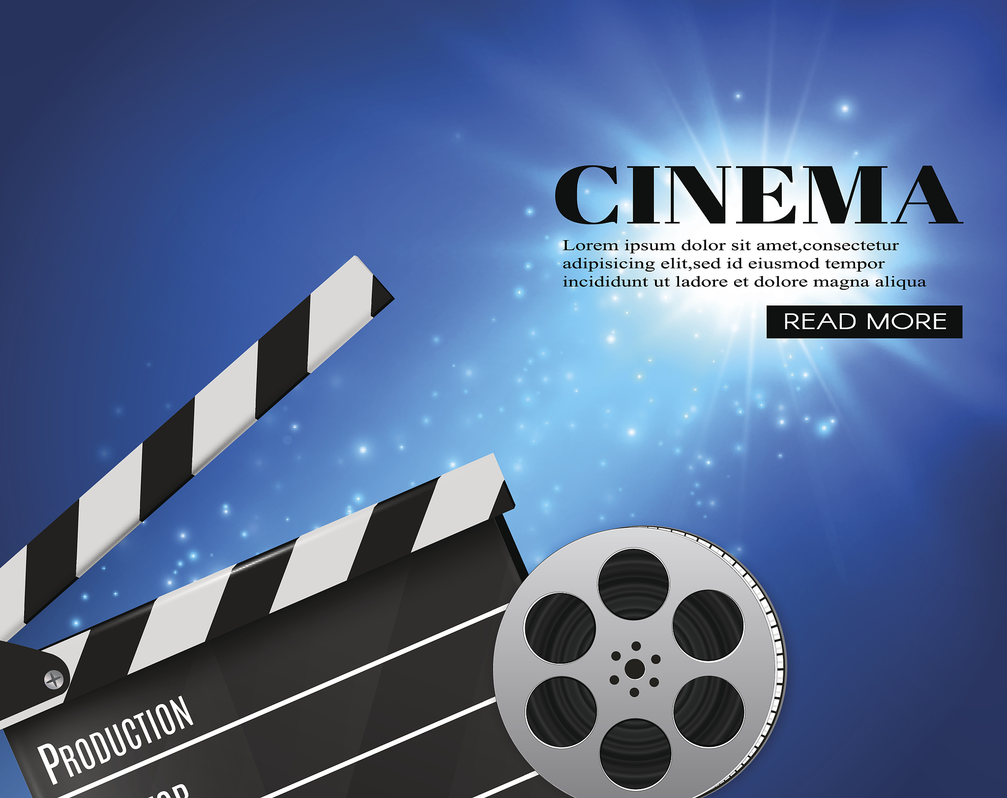 cinema background with movie.blue background with light star.cla