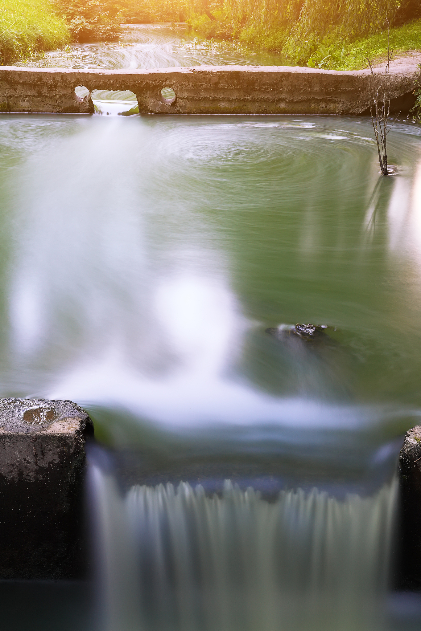 long exposure of water stream and rocks