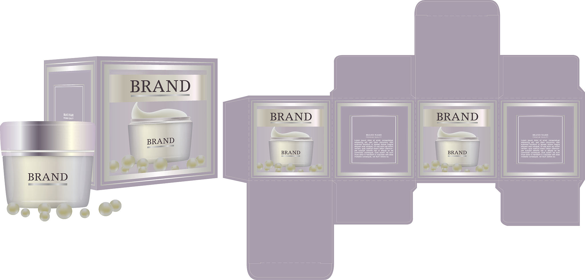 white pearls luxury box design template and mockup box.