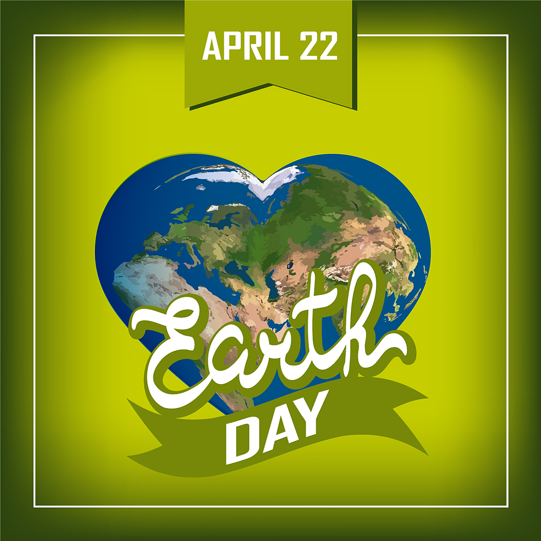 greeting card with earth day earth in heart shape