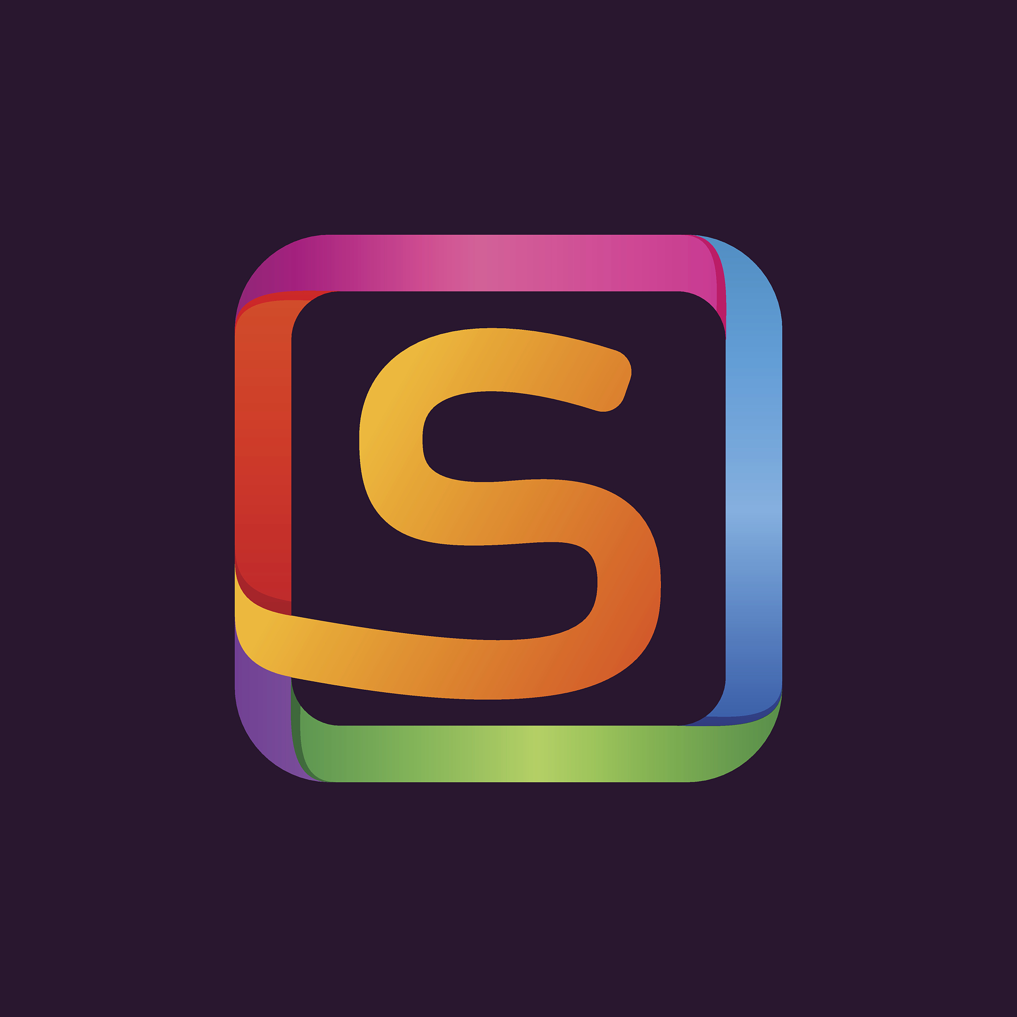 s letter colorful icon in square.