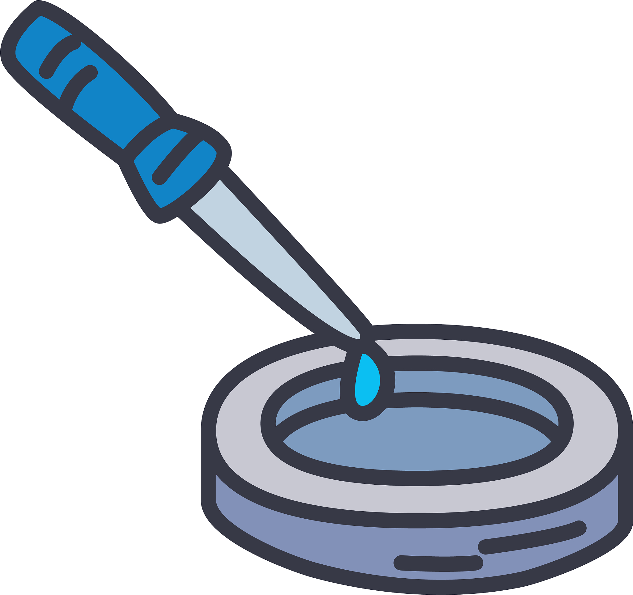 petri dish and dropper icon flat style