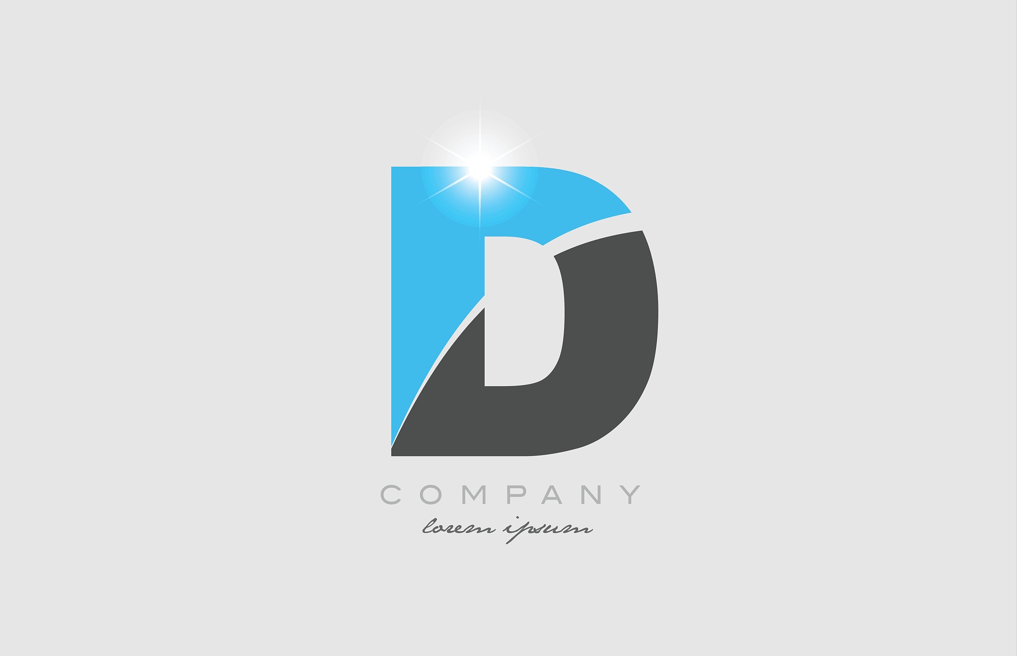 letter d in grey blue color alphabet for logo icon design