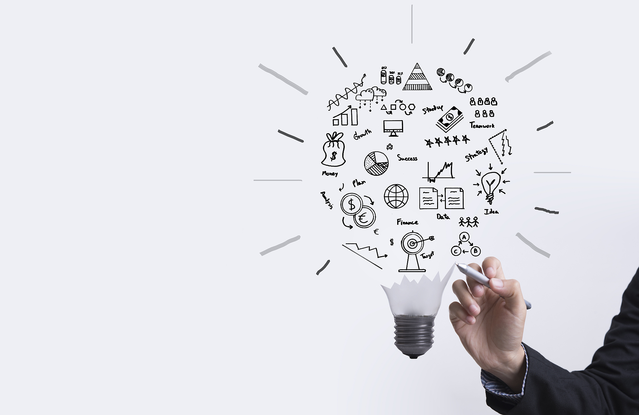 business graph with light bulb concept for idea, innovation and 