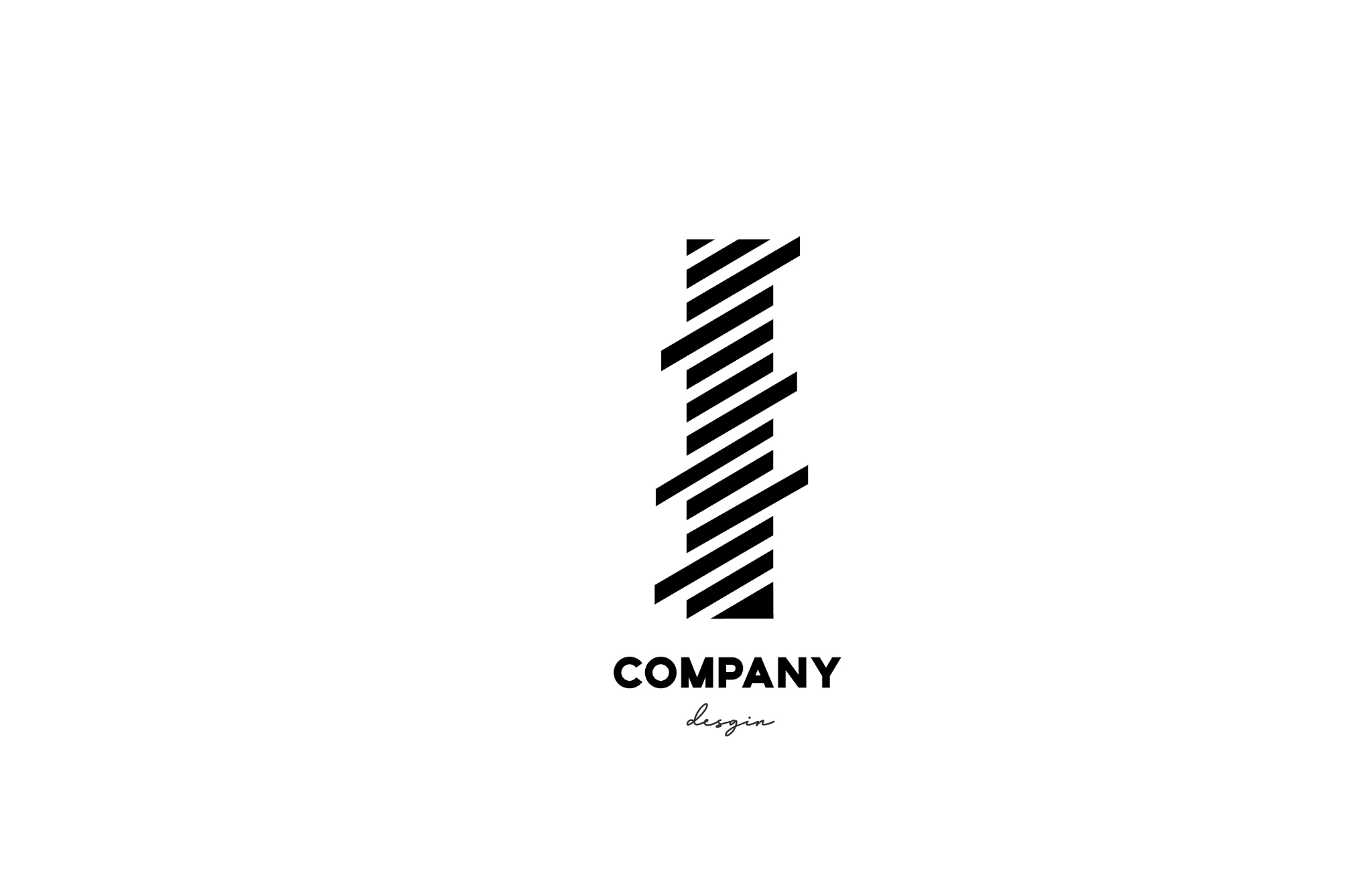 black and white i alphabet letter logo design