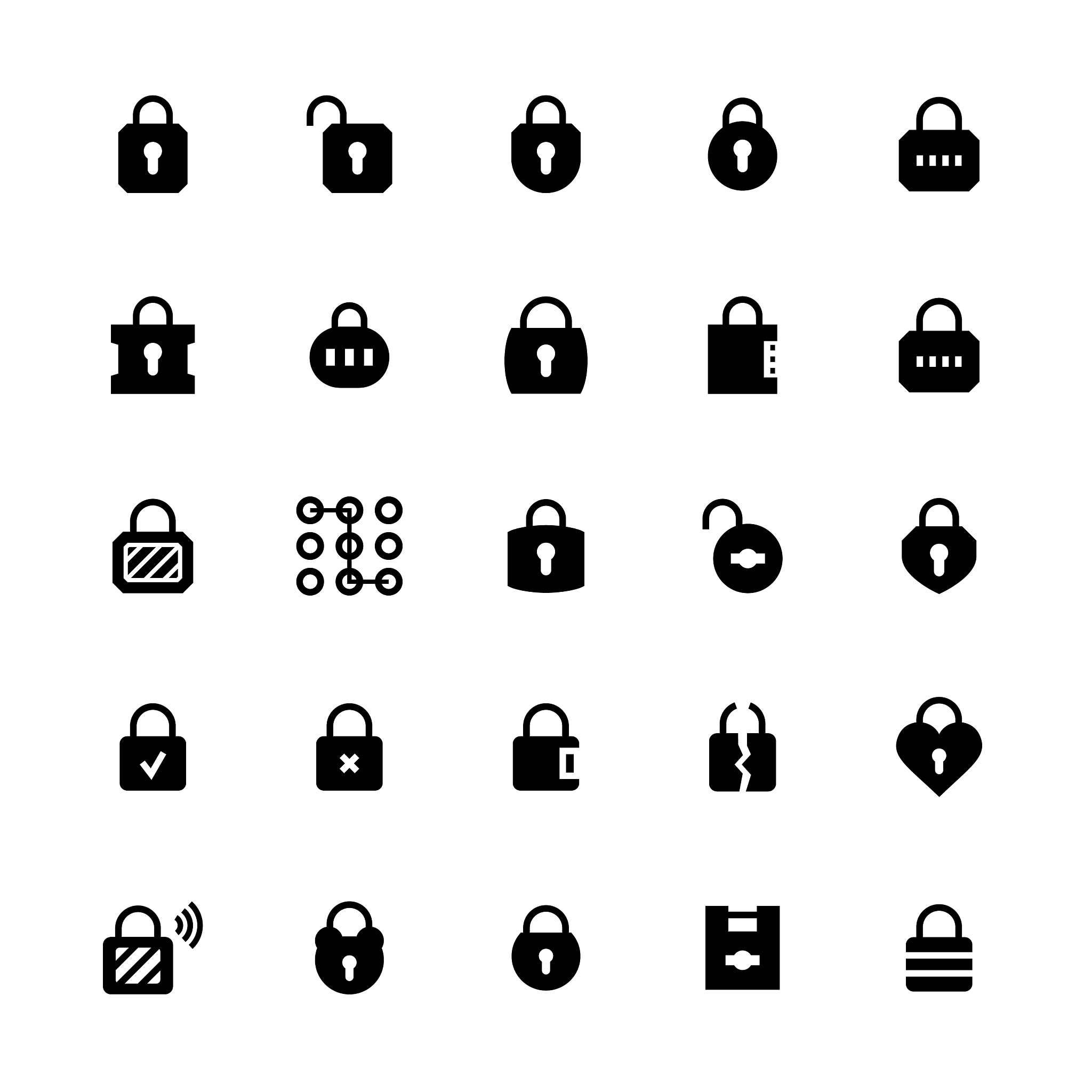 locks icon set in flat style