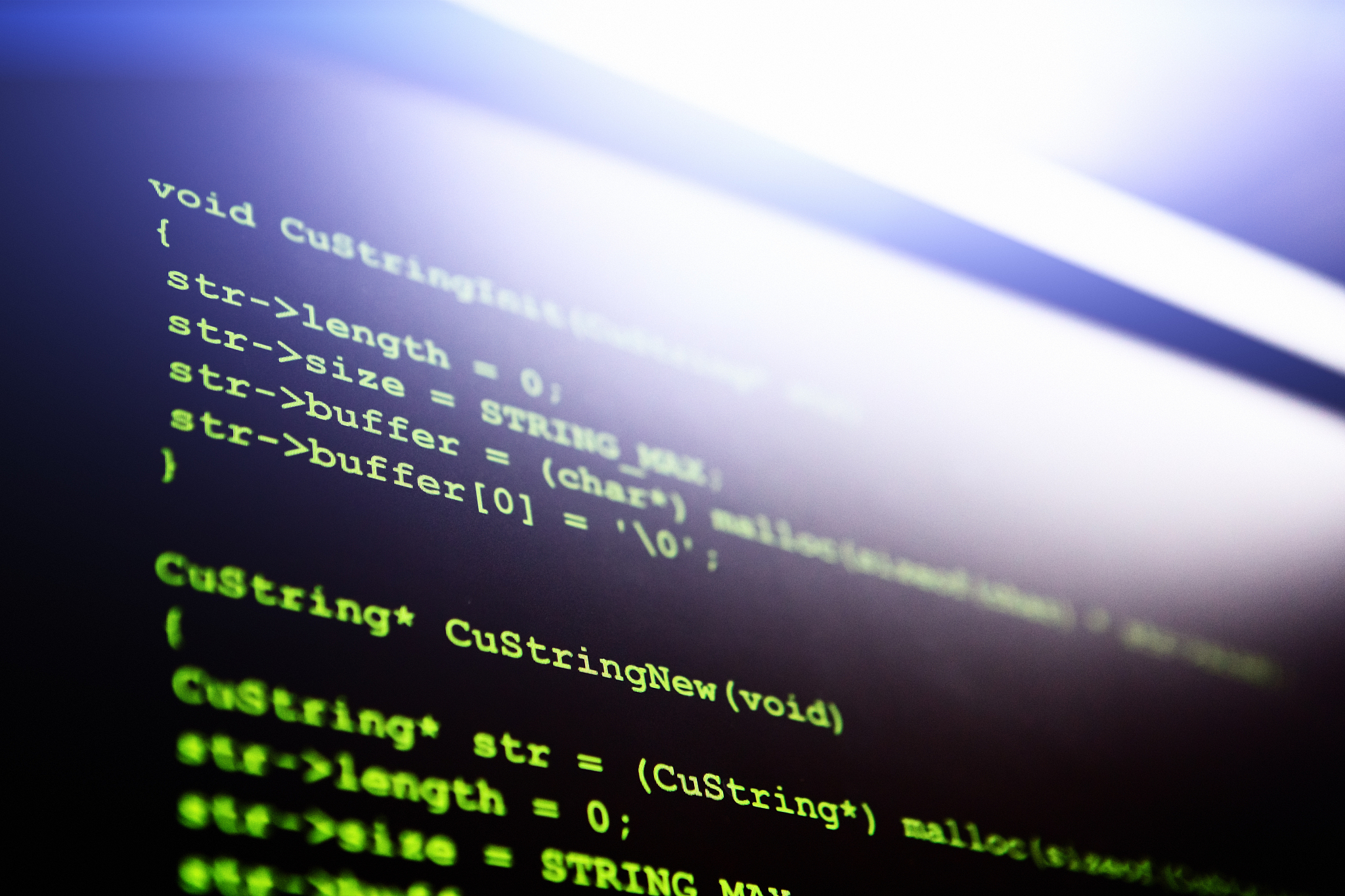 computer programming source code displayed on a pc monitor