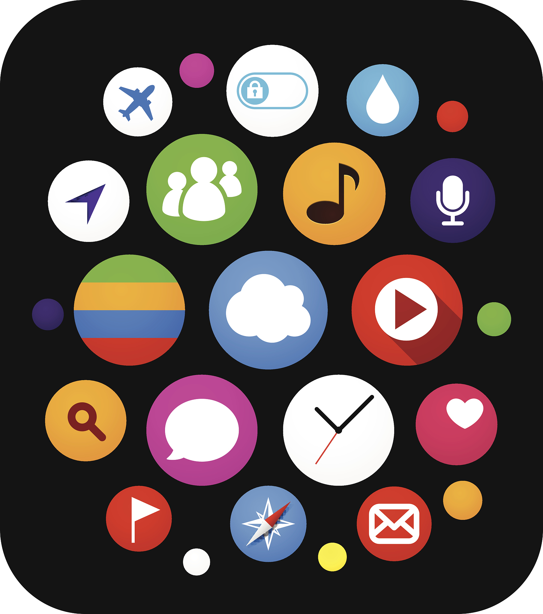 cloud set of round modern icons.
