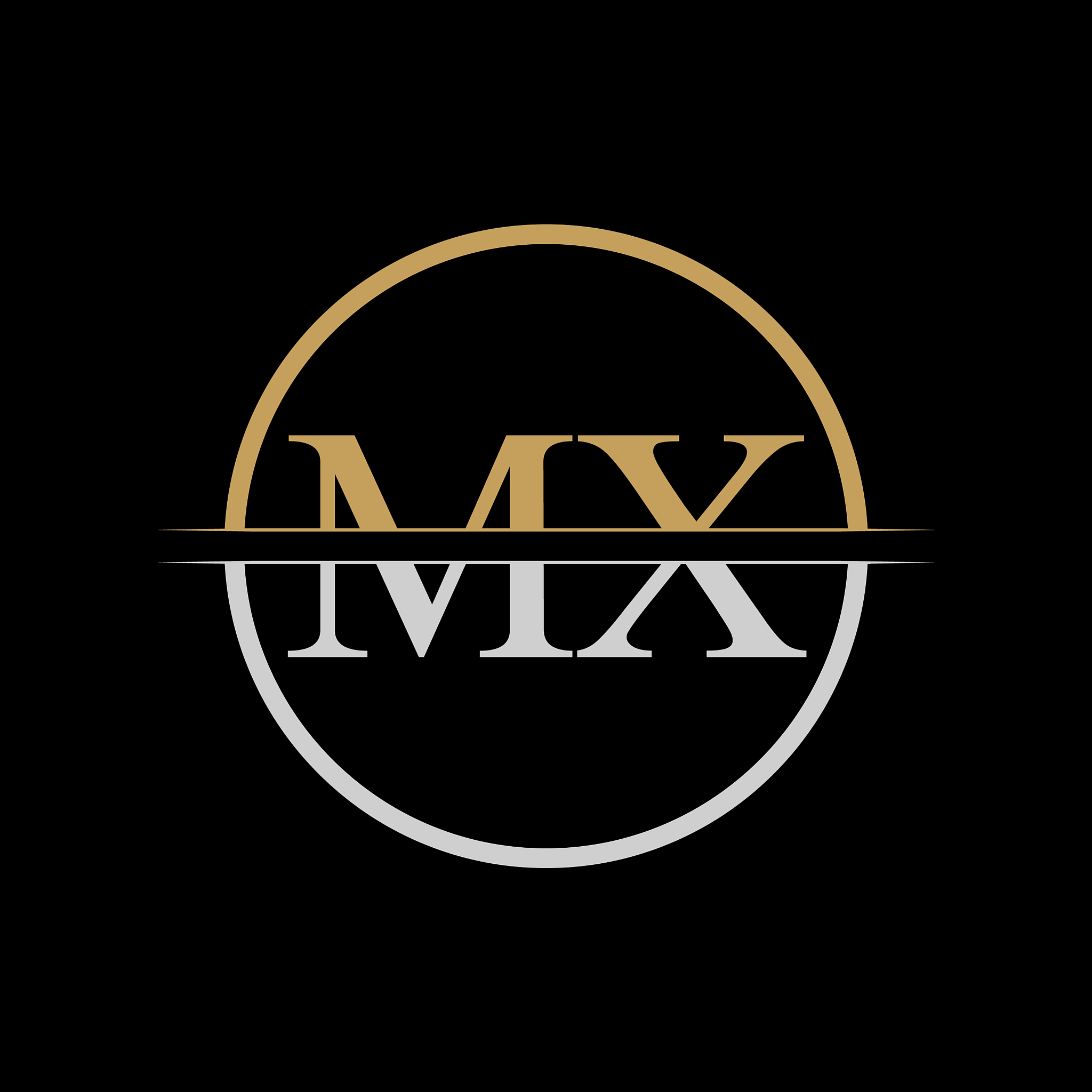 initial mx letter logo design template gold and