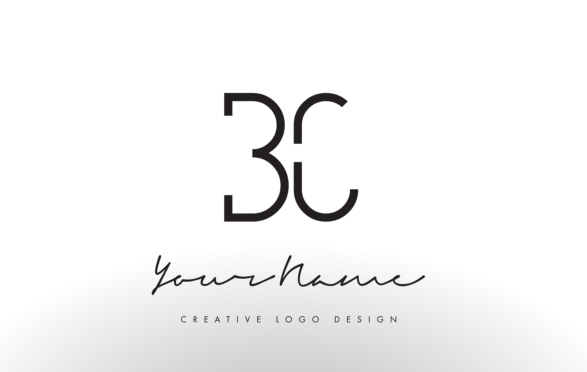 bc letters logo design slim creative simple black