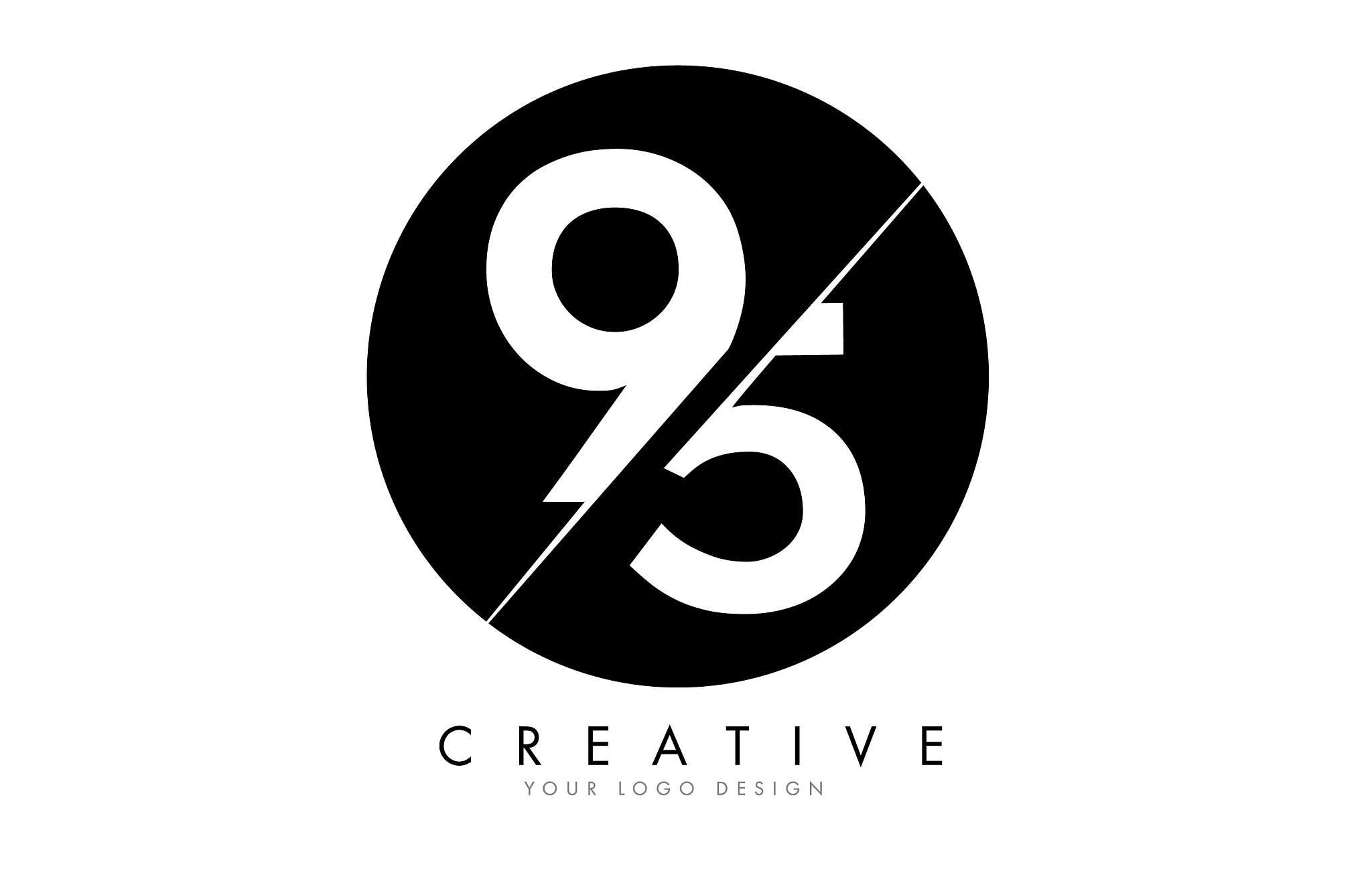 95 9 5 number logo design with a creative cut and