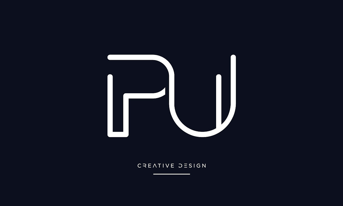 pu,向上字母字母抽象图标标志矢量组合