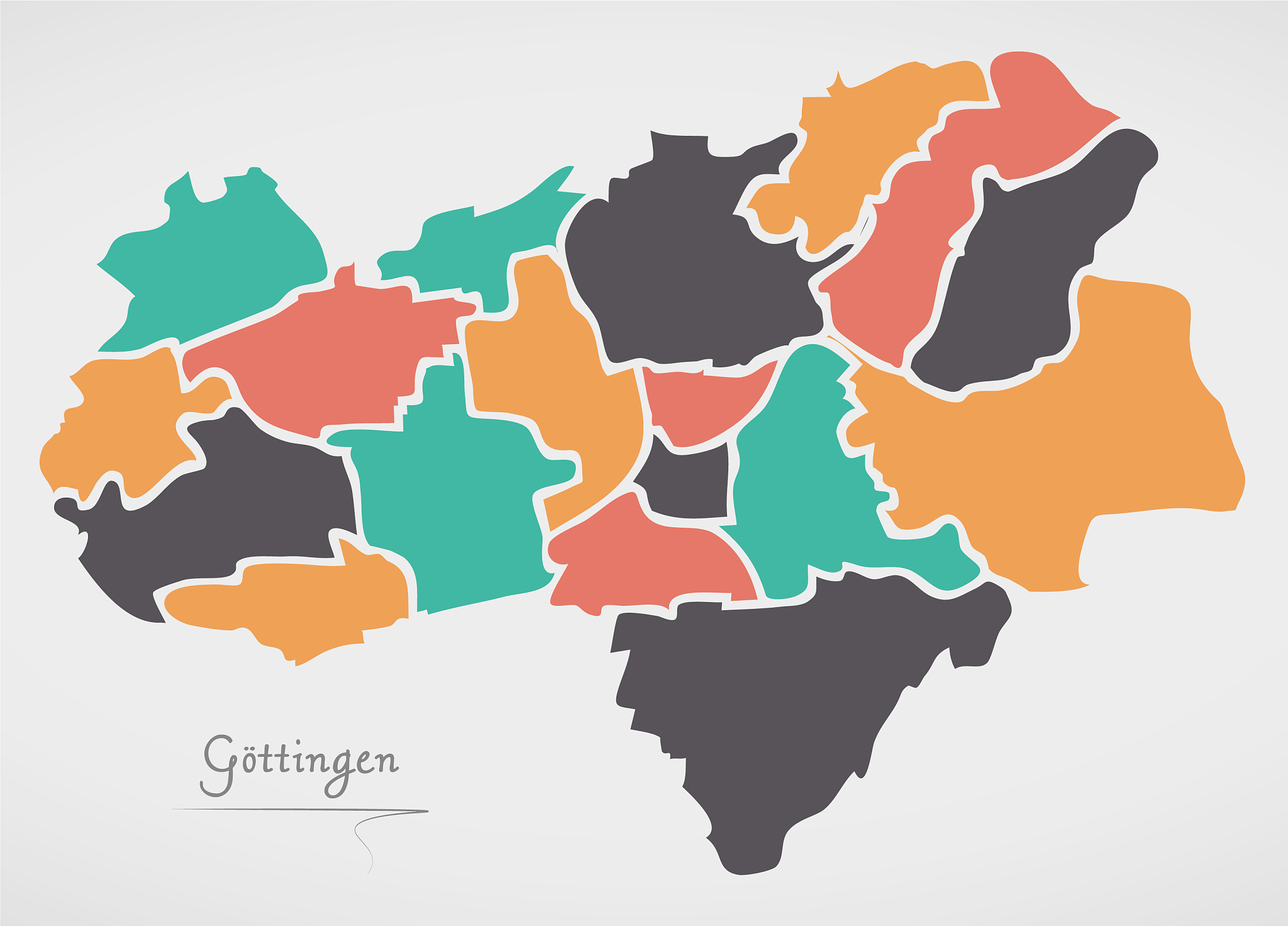 goettingen map with boroughs and modern round
