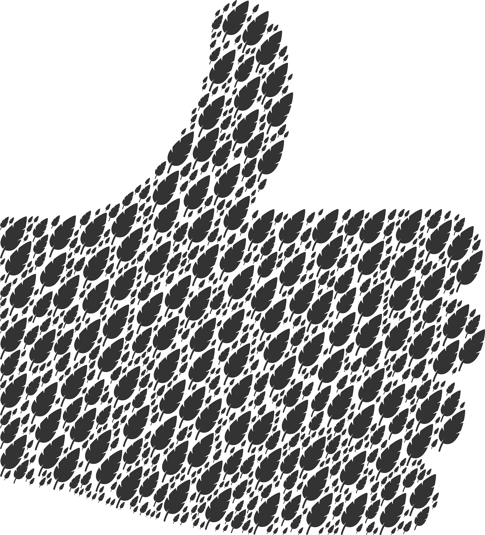 thumb finger up composition of feather icons