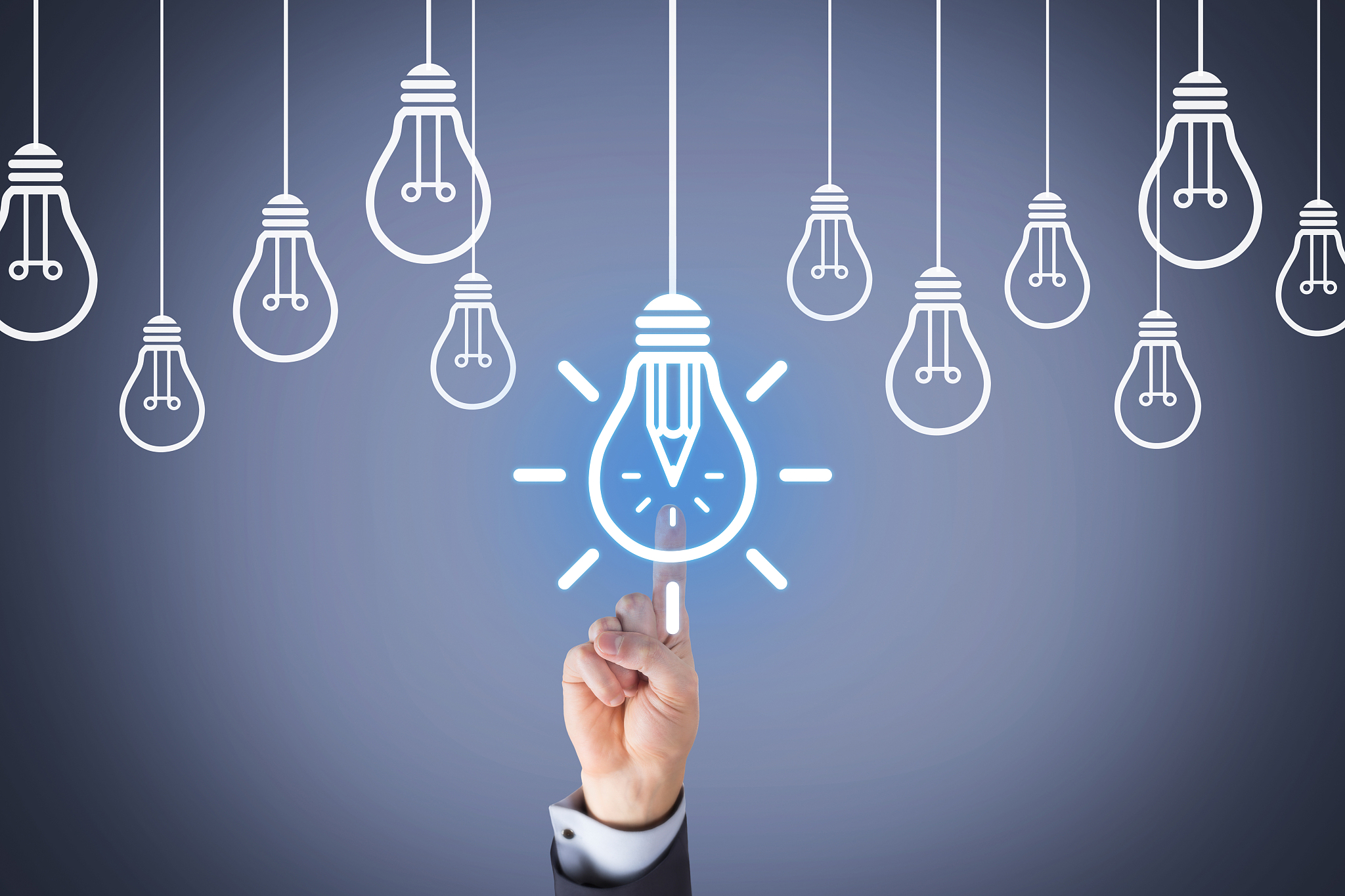 creative idea concepts with light bulbs on touch screen