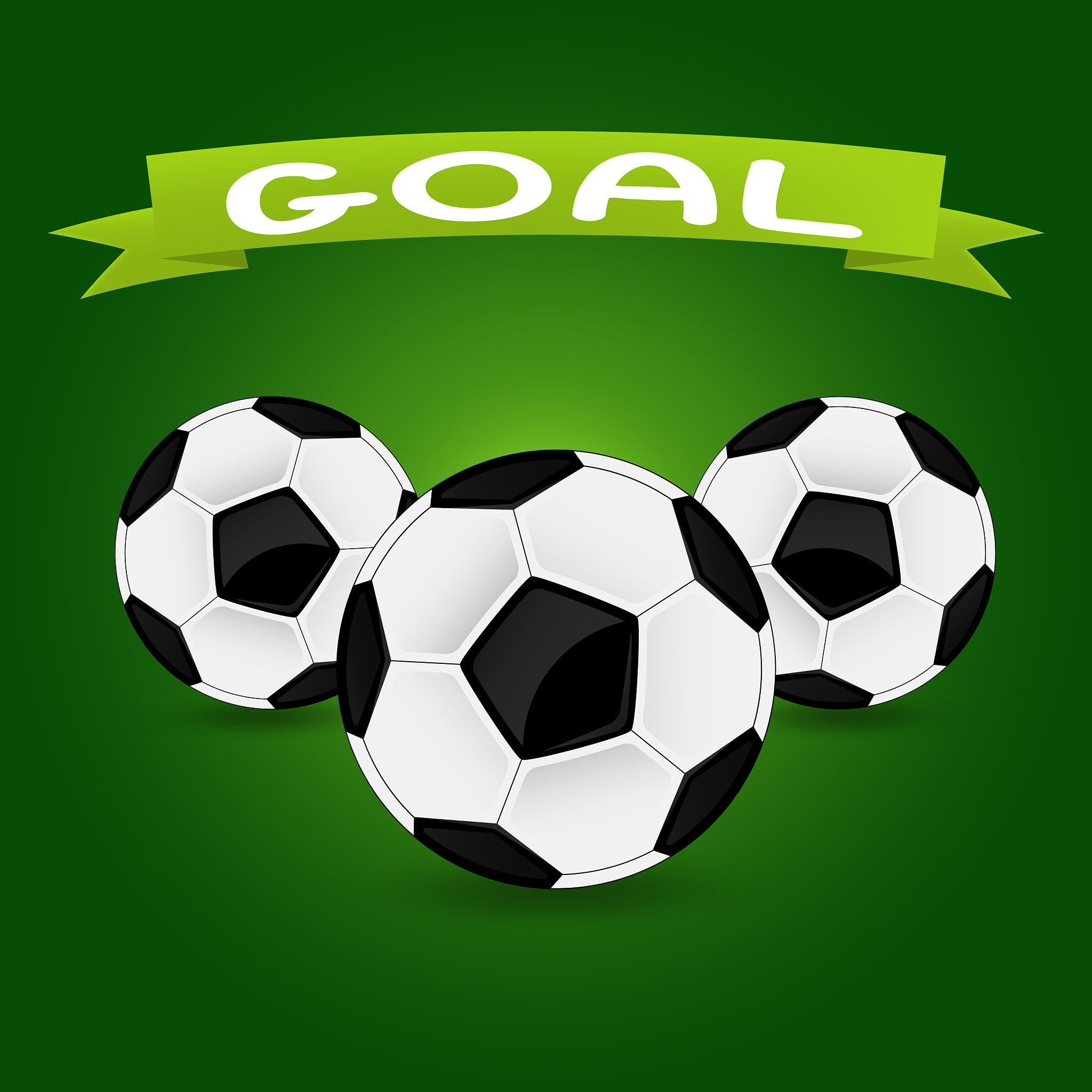 three soccer balls
