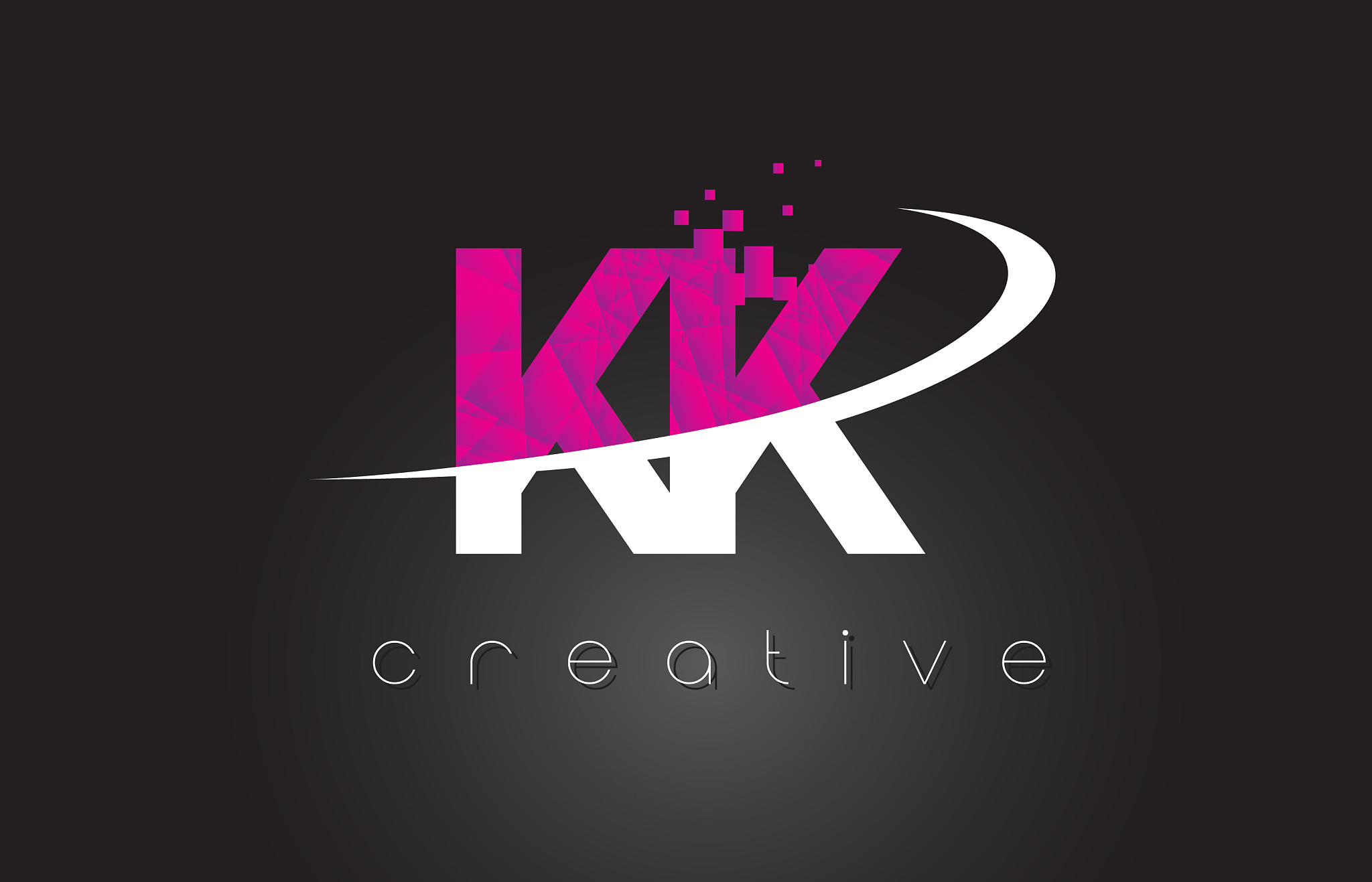 kk k k creative letters design with white pink