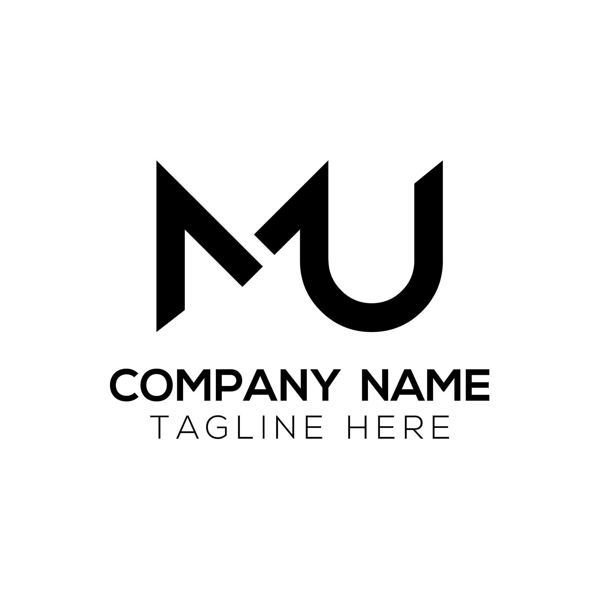 initial mu letter logo design template abstract
