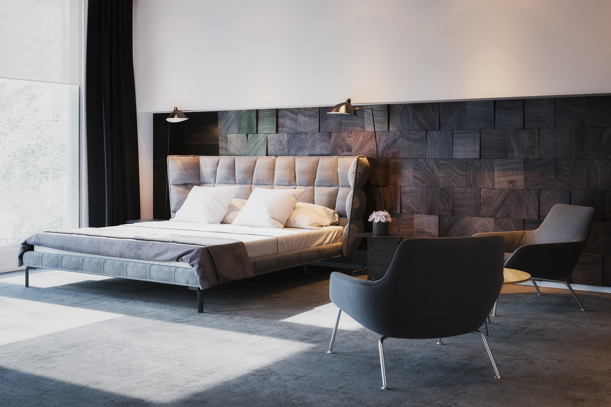 bed in luxury interior