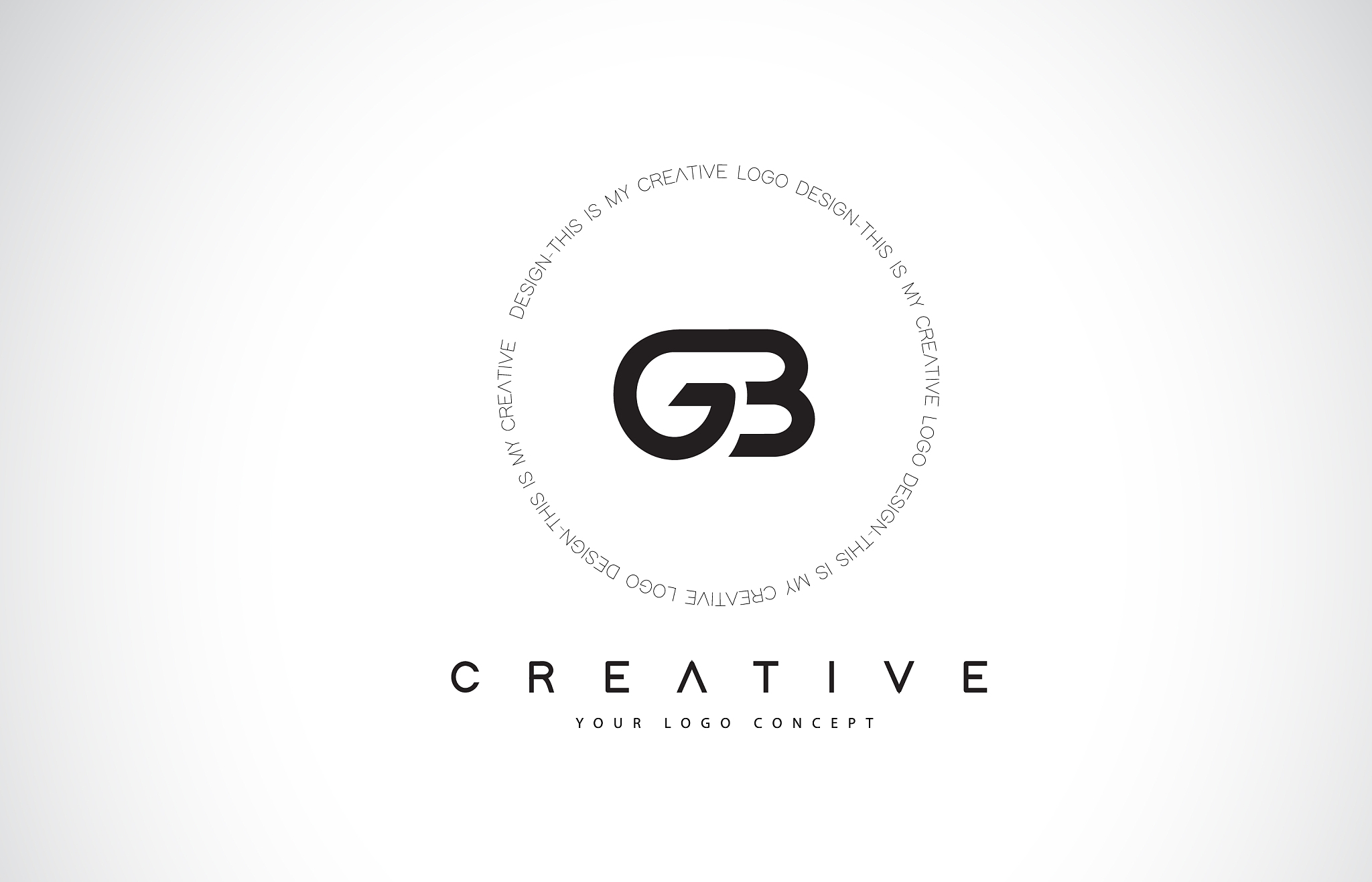 gb g b logo design with black and white creative